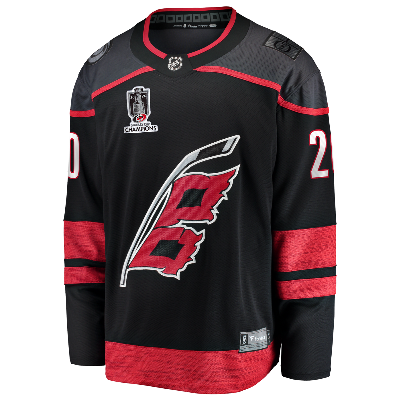 Carolina Hurricanes Sebastian Aho Fanatics Black 2026 Stanley Cup Champions Home Breakaway Jersey
