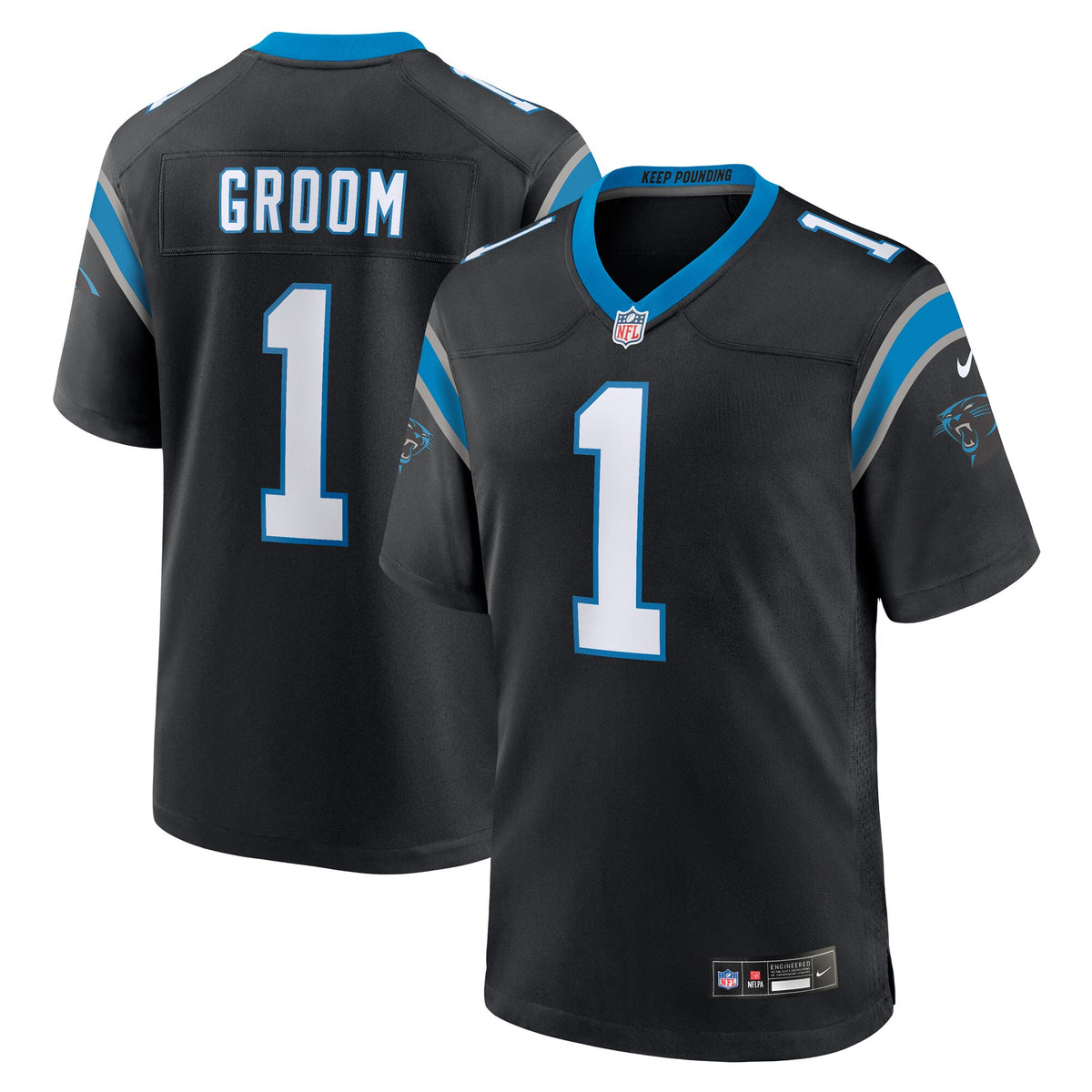 Carolina Panthers Number 1 Groom Black Game Jersey