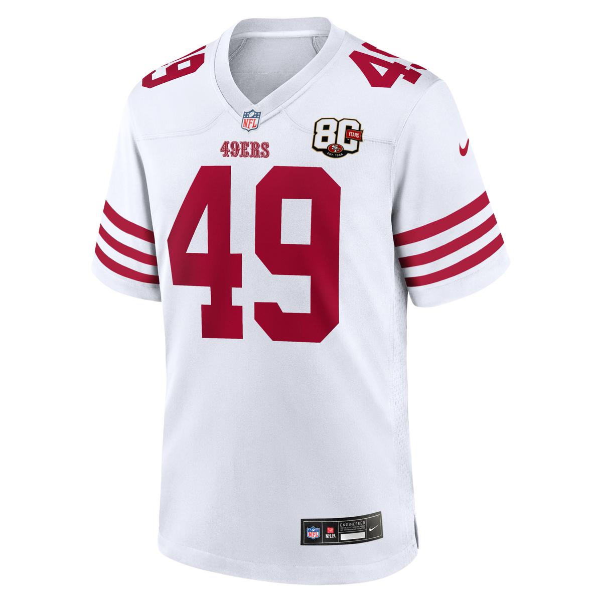 San Francisco 49ers The Faithful White 80th Anniversary Game Jersey