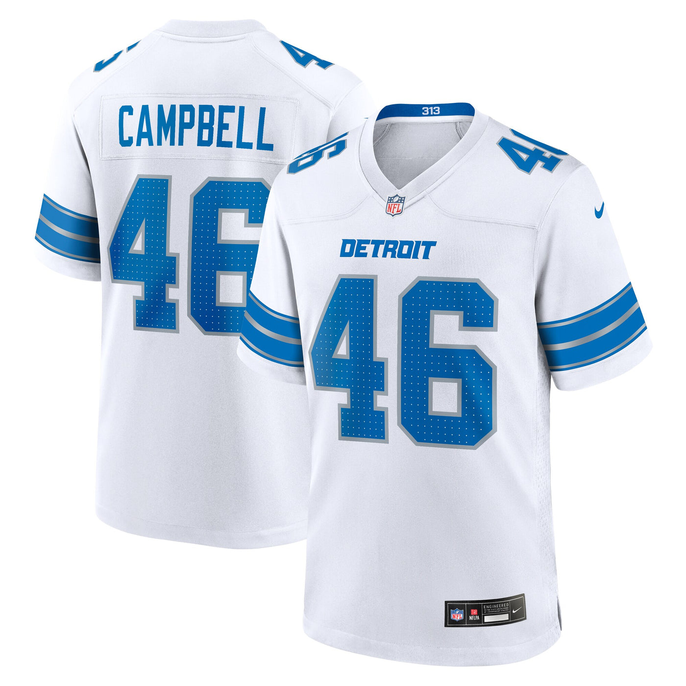 Detroit Lions Jack Campbell Nike White White Game Jersey