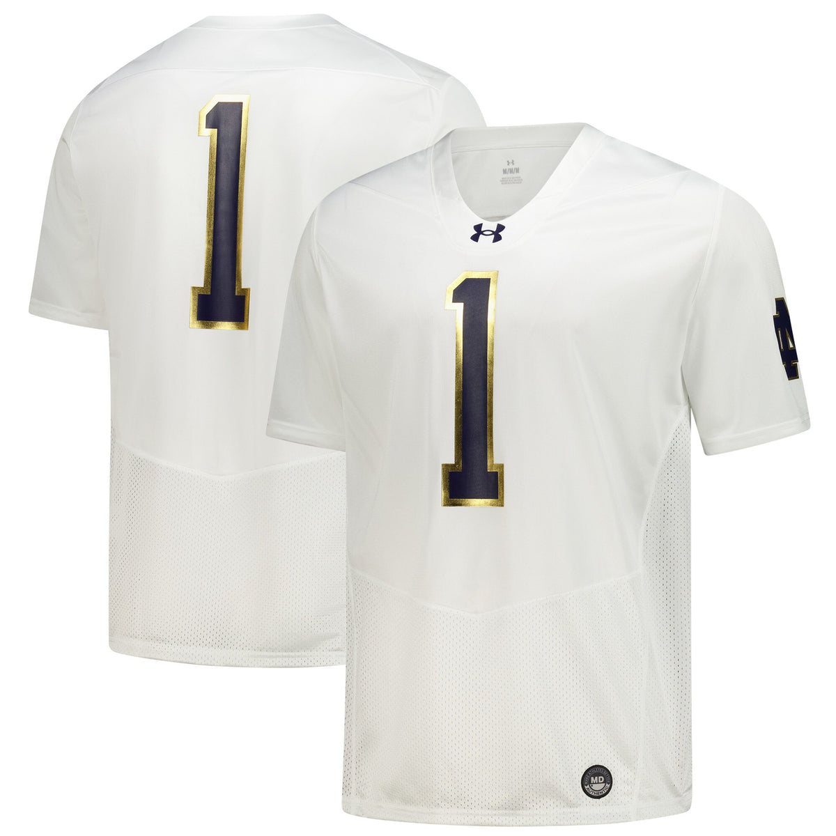 Notre Dame Fighting Irish Under Armour #1 Replica Football Jersey - White