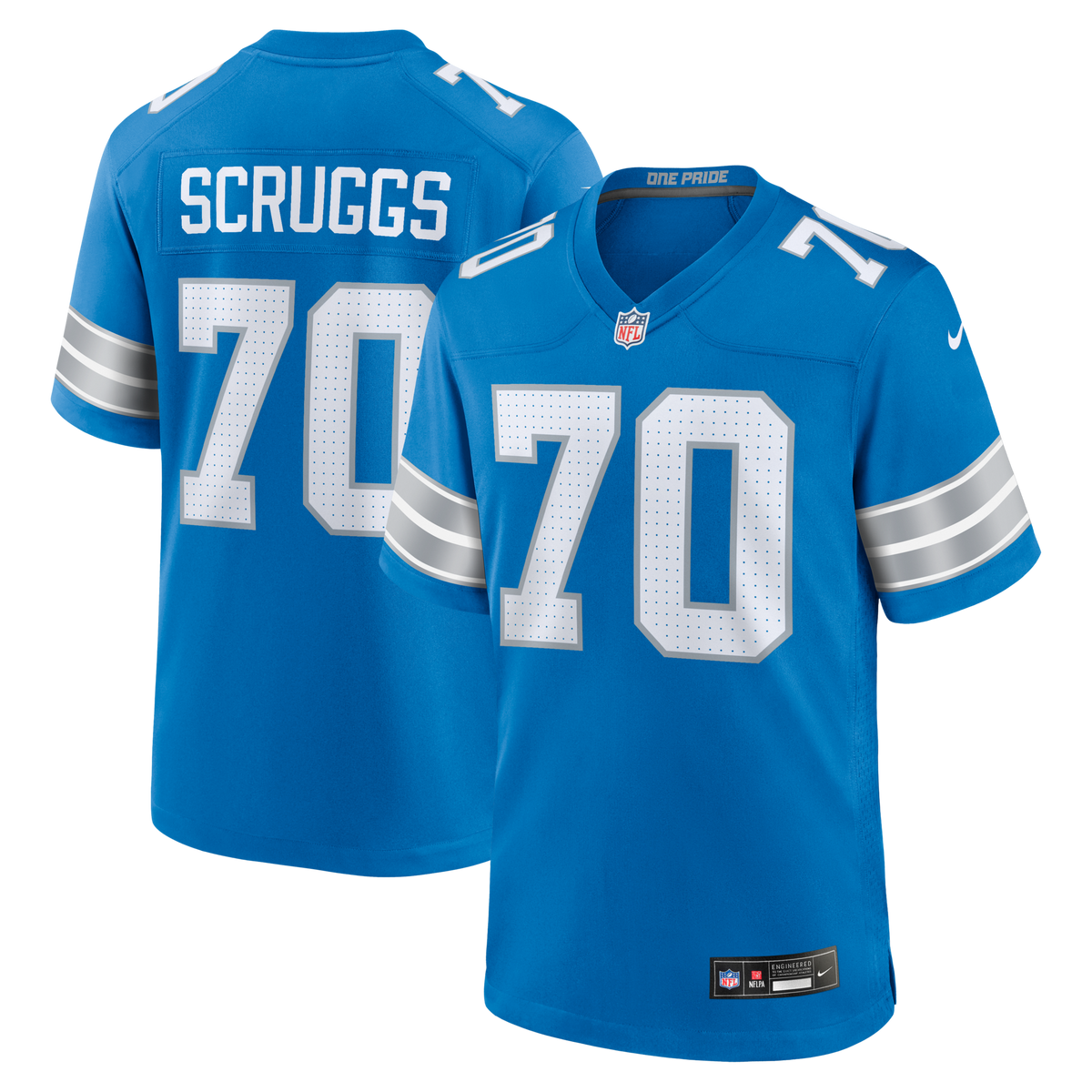 Detroit Lions Juice Scruggs Blue Team Game Jersey