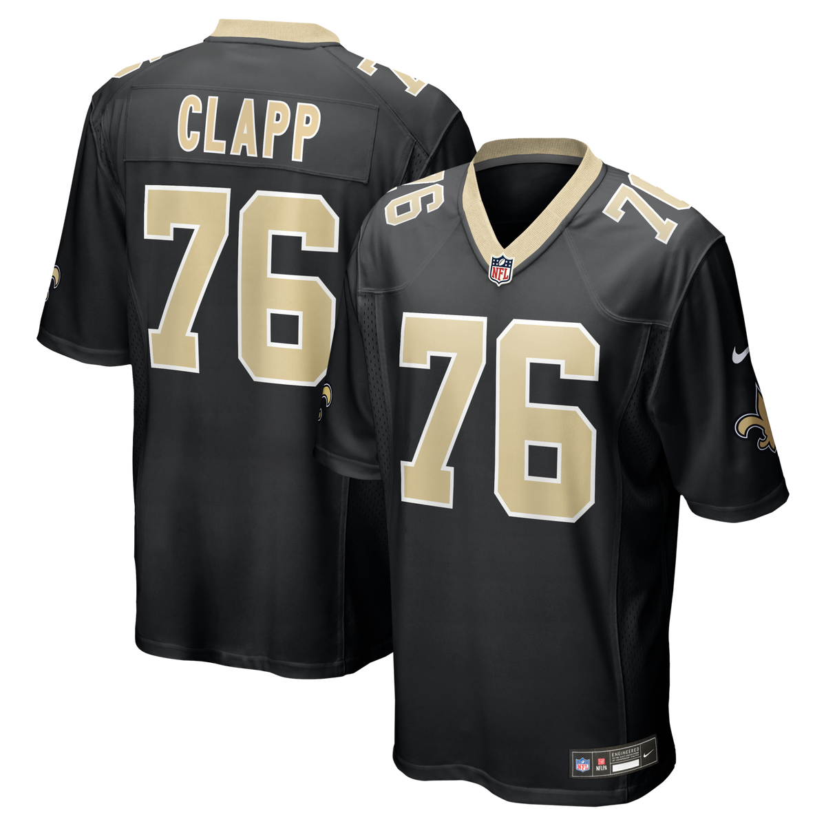 New Orleans Saints Will Clapp Black Team Game Jersey