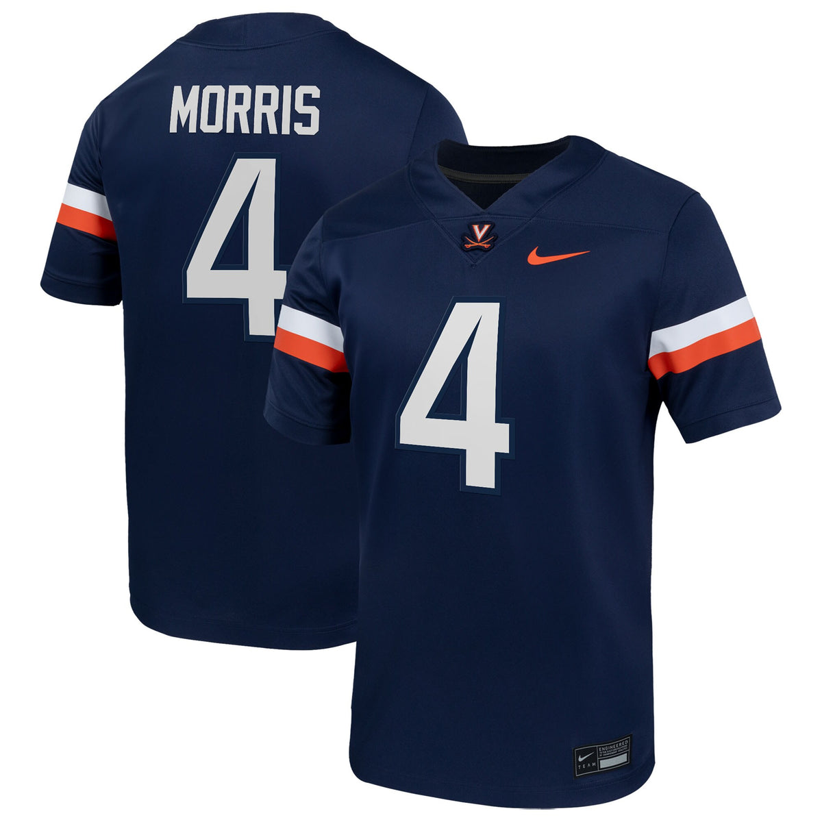 Chandler Morris Virginia Cavaliers Home NIL Football Game Jersey - Navy
