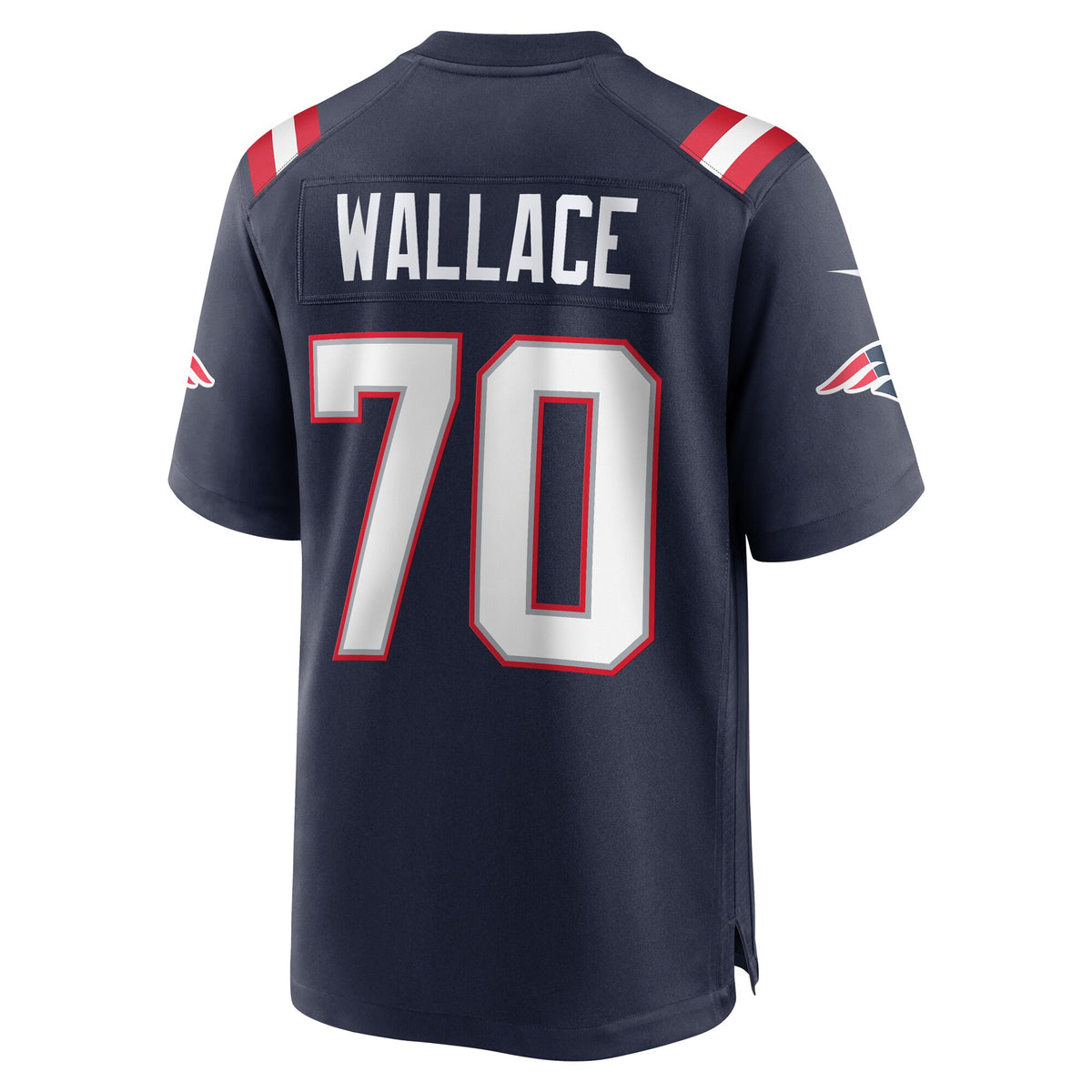 New England Patriots Caedan Wallace Navy Game Jersey