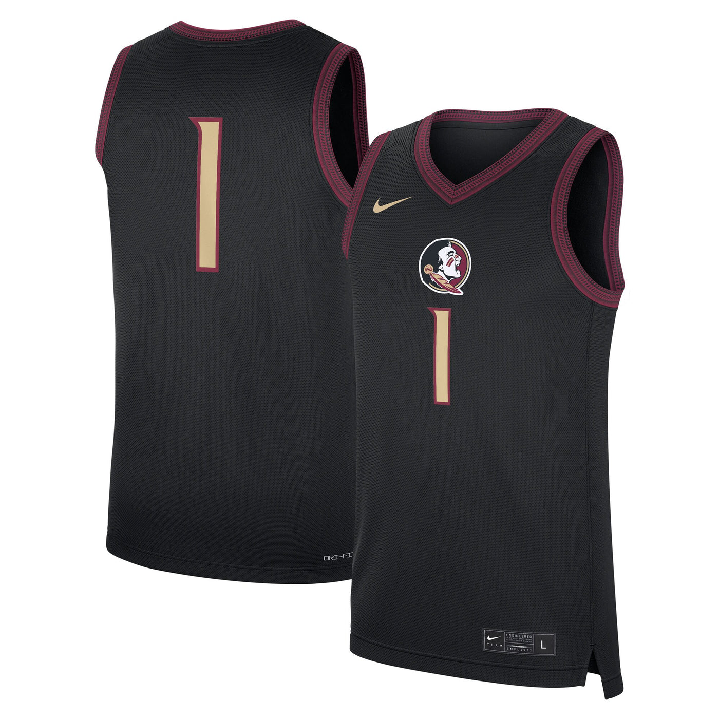 Nike #1 Black Florida State Seminoles Alternate Replica Jersey