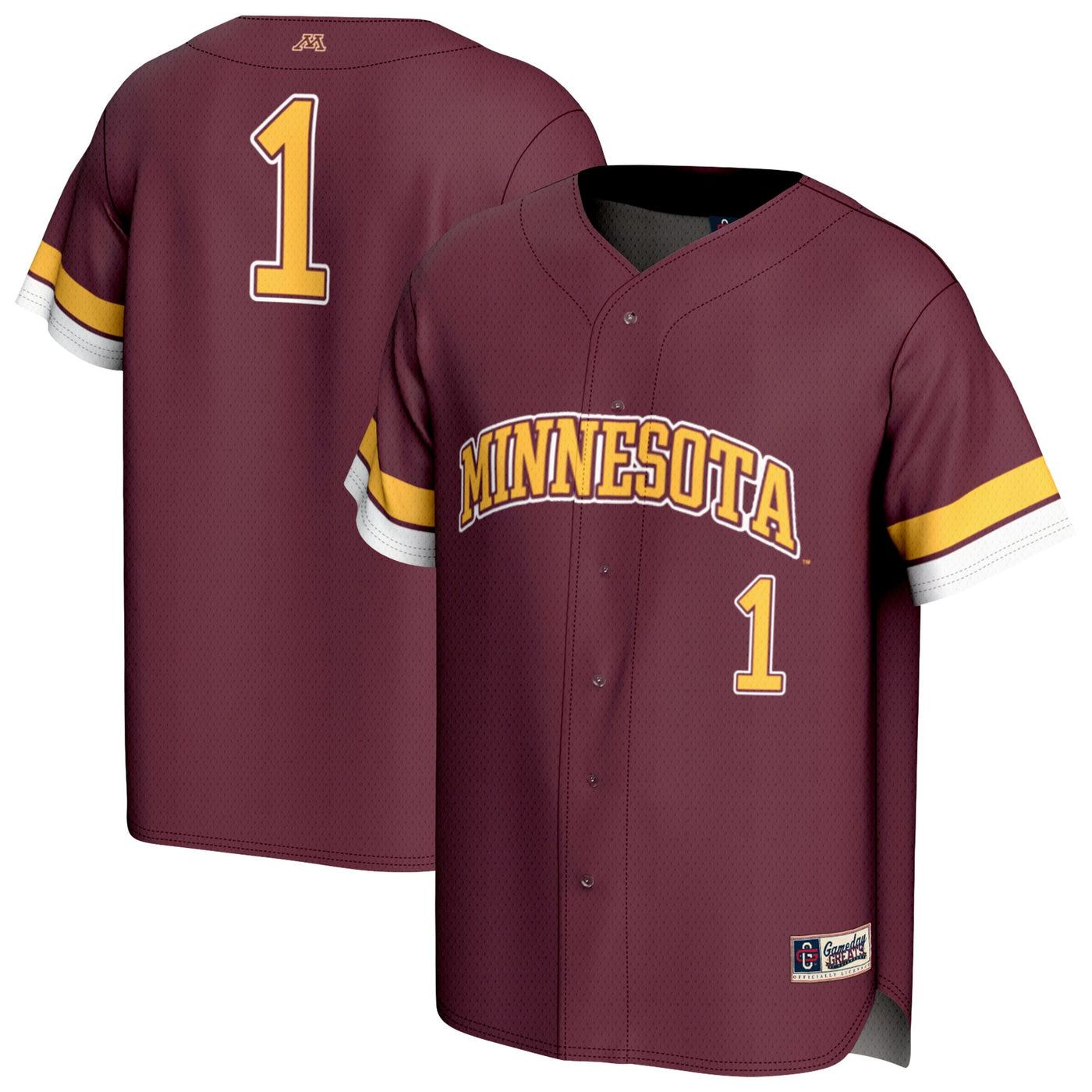 GameDay Greats #1 Maroon Minnesota Golden Gophers Lightweight Collegiate Baseball Fashion Jersey