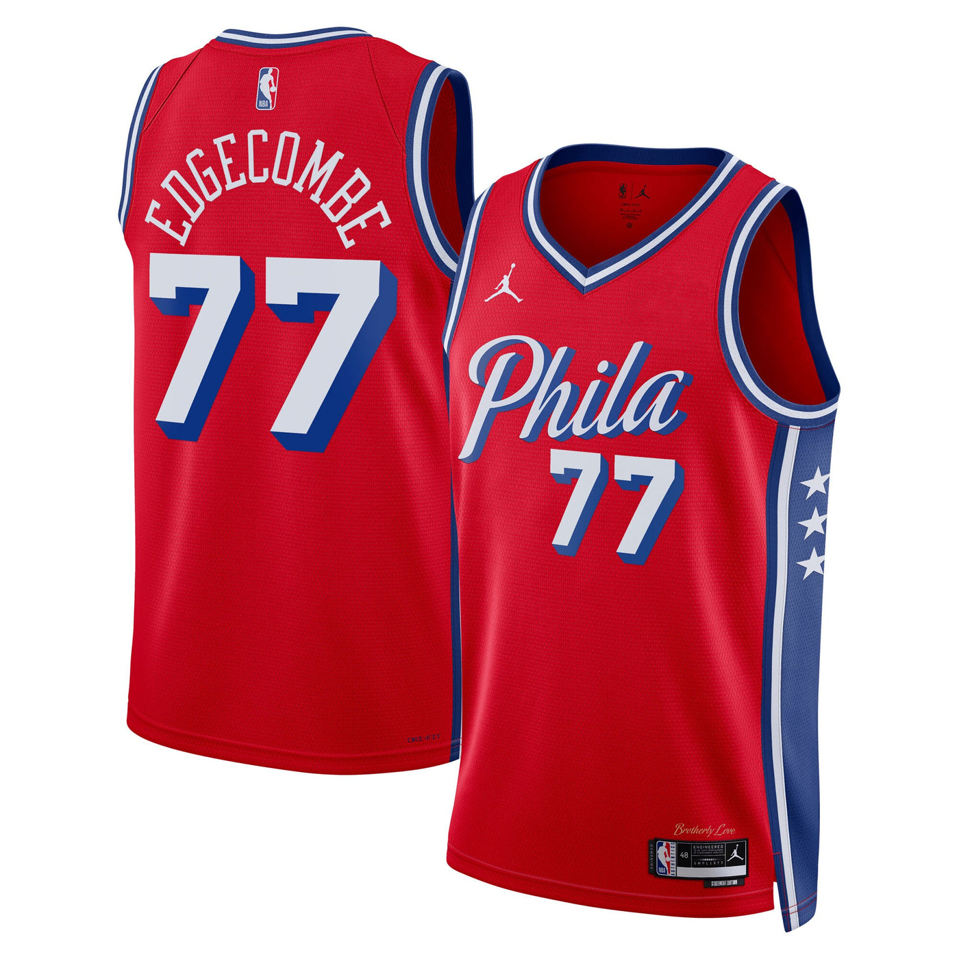 Philadelphia 76ers Jordan Brand Statement Edition Swingman Jersey - Red - VJ Edgecombe