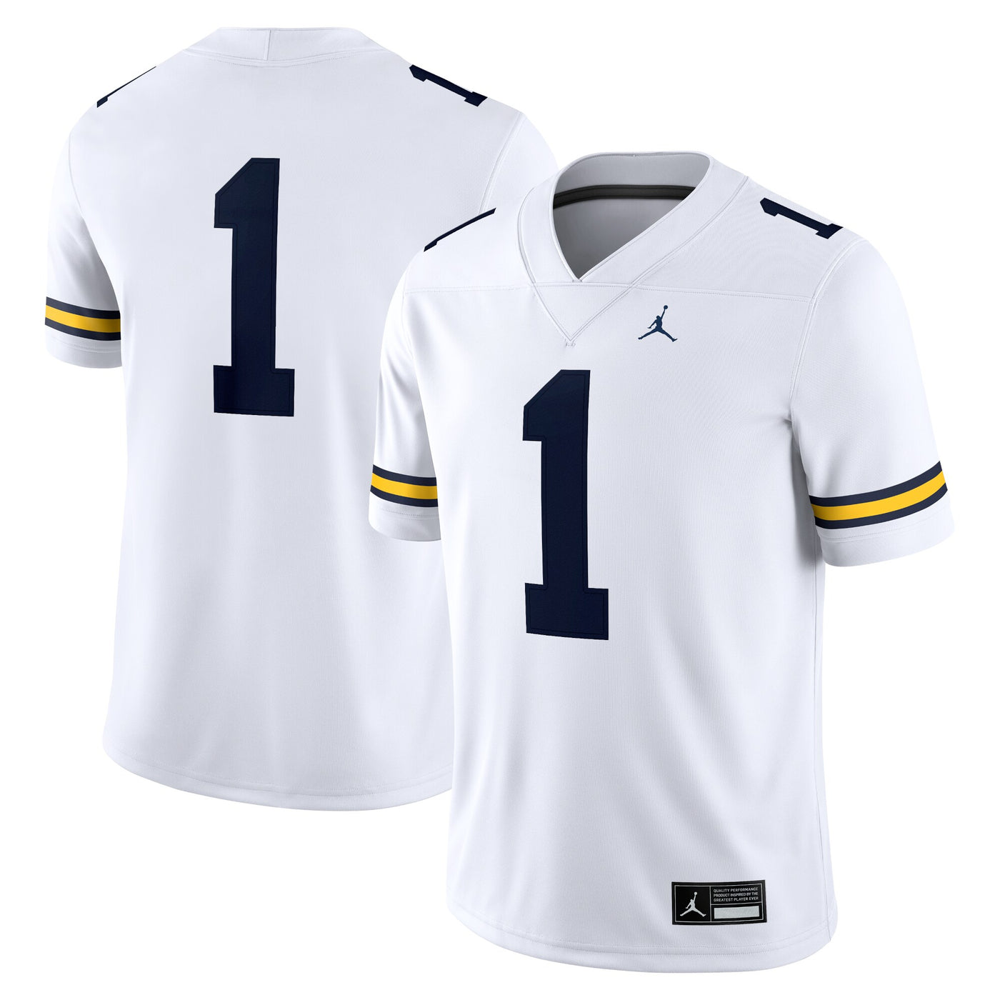 Jordan Brand #1 White Michigan Wolverines Game Jersey