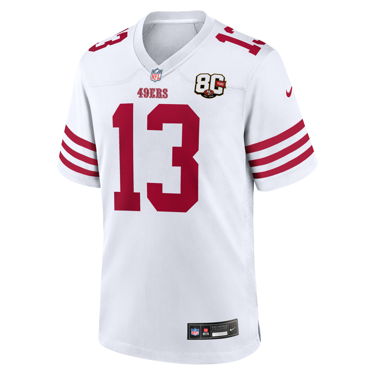 San Francisco 49ers Brock Purdy White 80th Anniversary Game Jersey