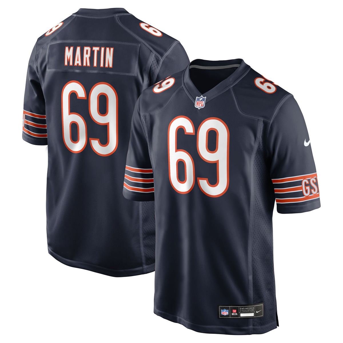 Chicago Bears Jeremiah Martin Navy Team Game Jersey
