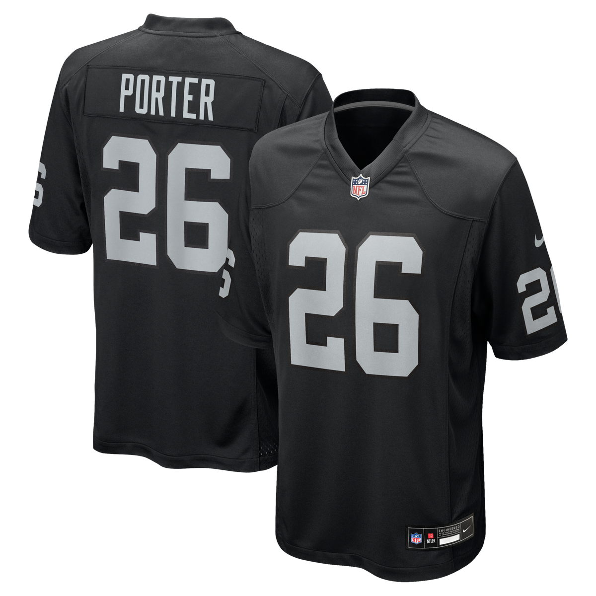 Las Vegas Raiders Darien Porter Black Team Game Jersey
