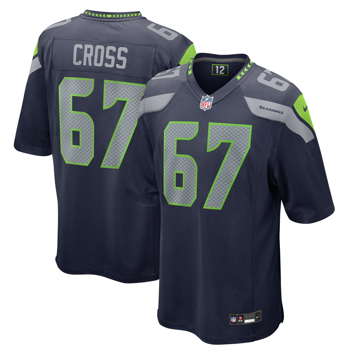 Seattle Seahawks Charles Cross College Navy Game Jersey
