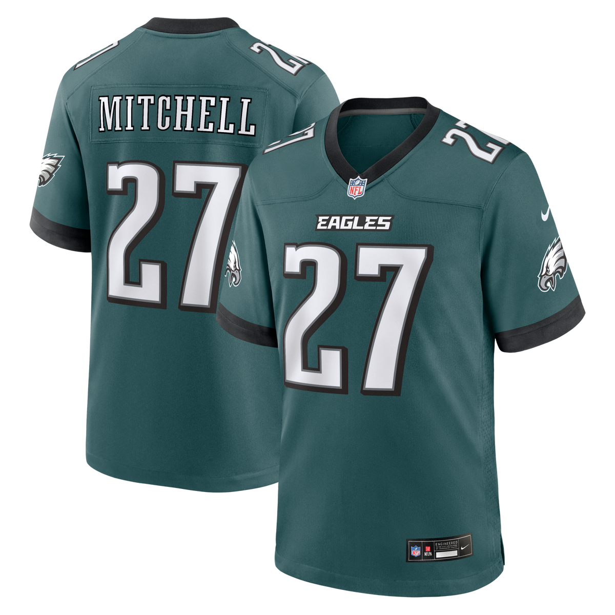 Philadelphia Eagles Quinyon Mitchell Midnight Green Team Game Jersey