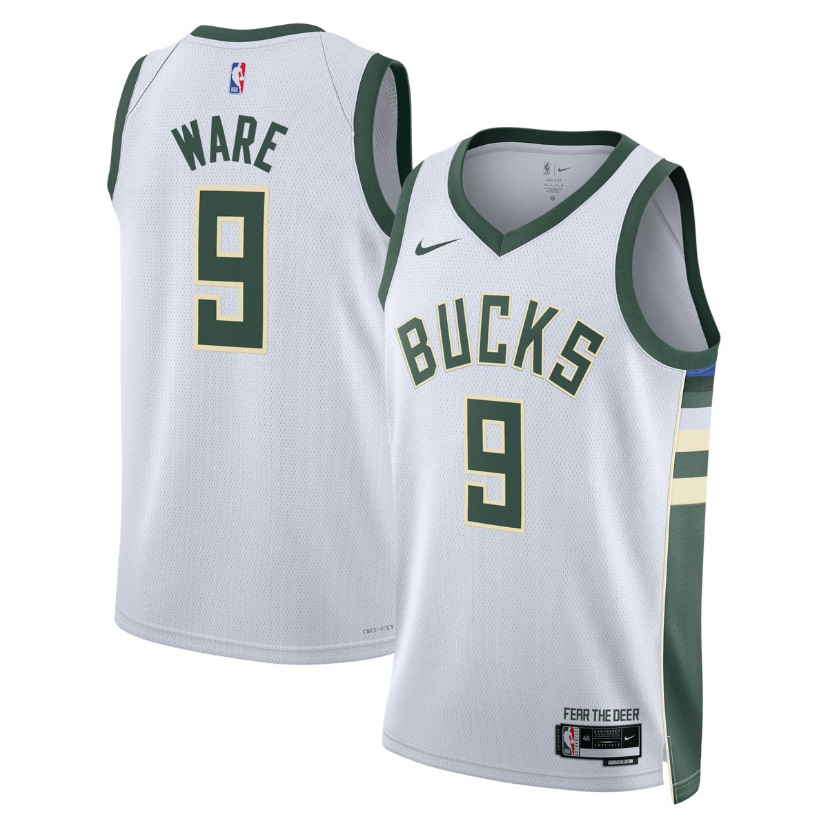 Milwaukee Bucks Association Edition Swingman Jersey - White - Kel'el Ware -
