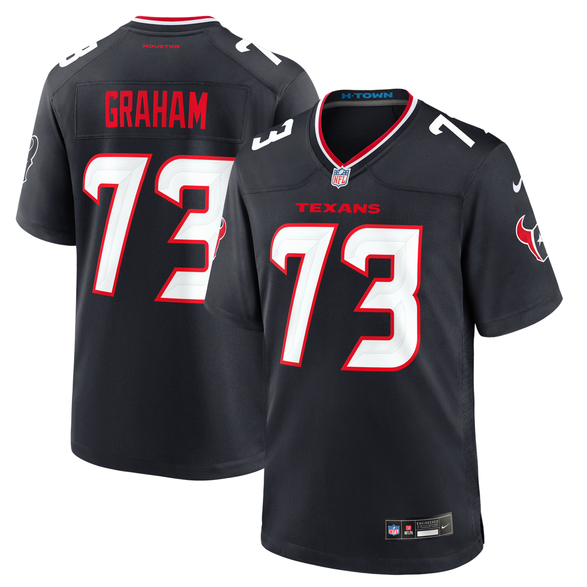 Houston Texans Derrick Graham Navy Team Game Jersey