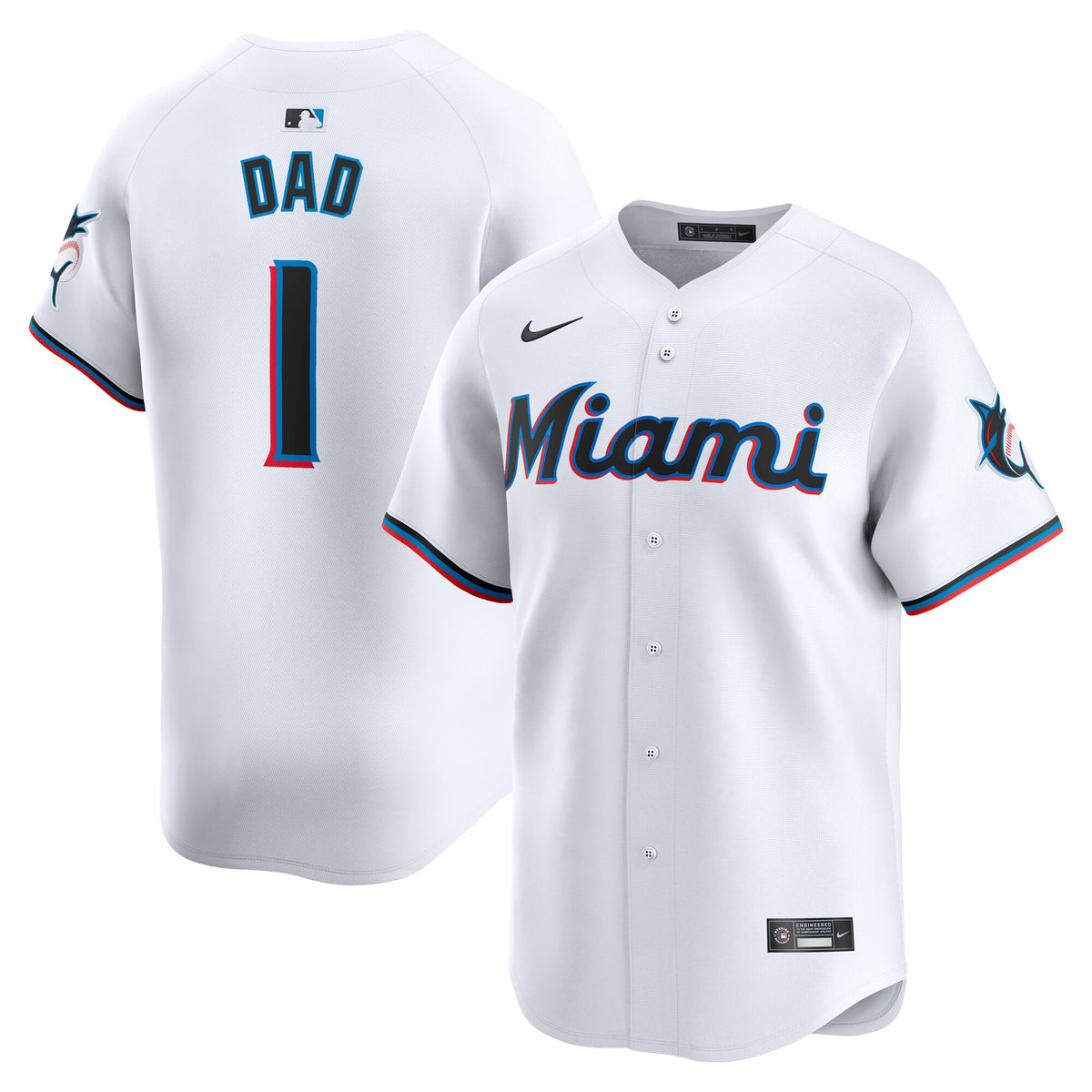 Miami Marlins White #1 Dad Home Limited Jersey