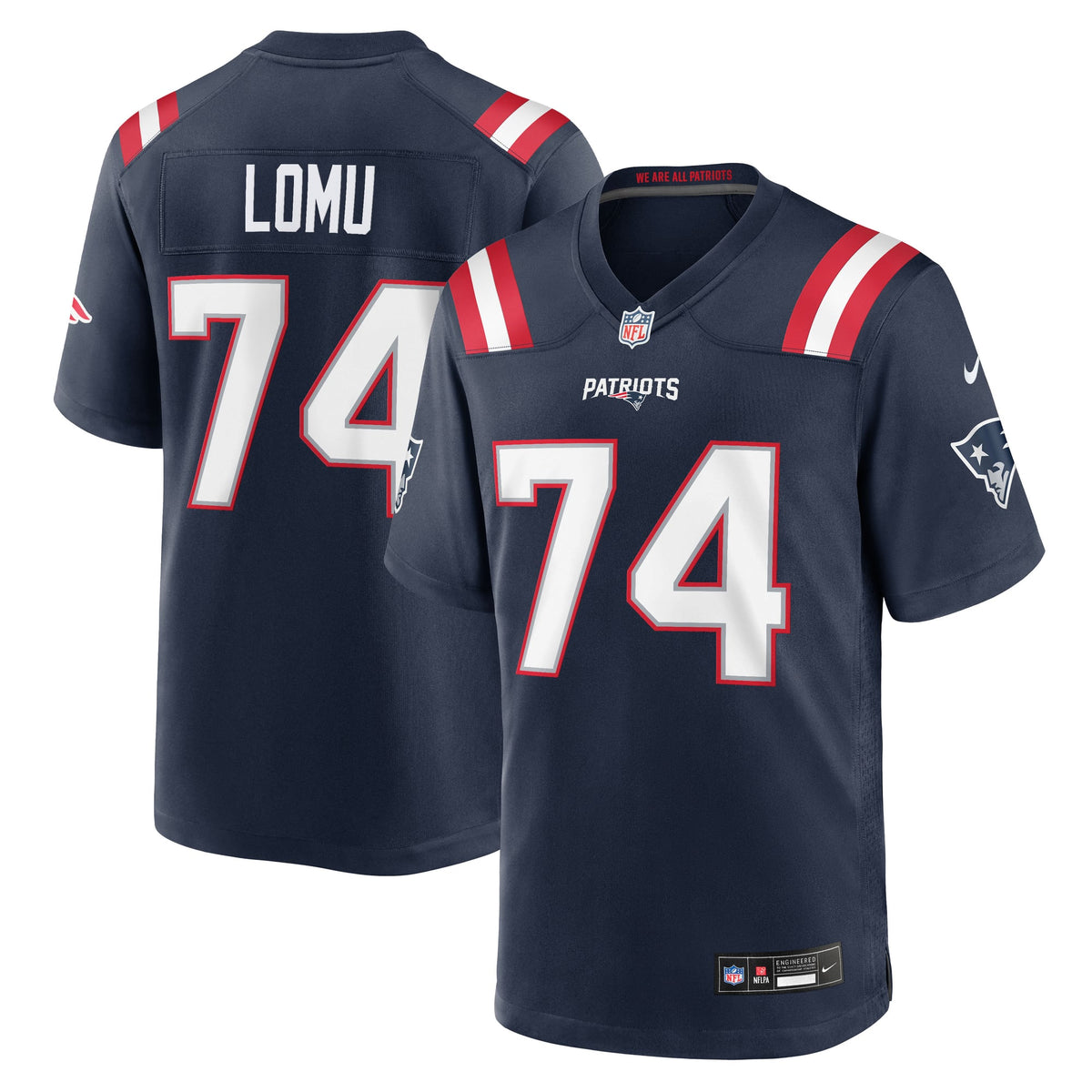 New England Patriots Caleb Lomu Nike Navy Team Game Jersey