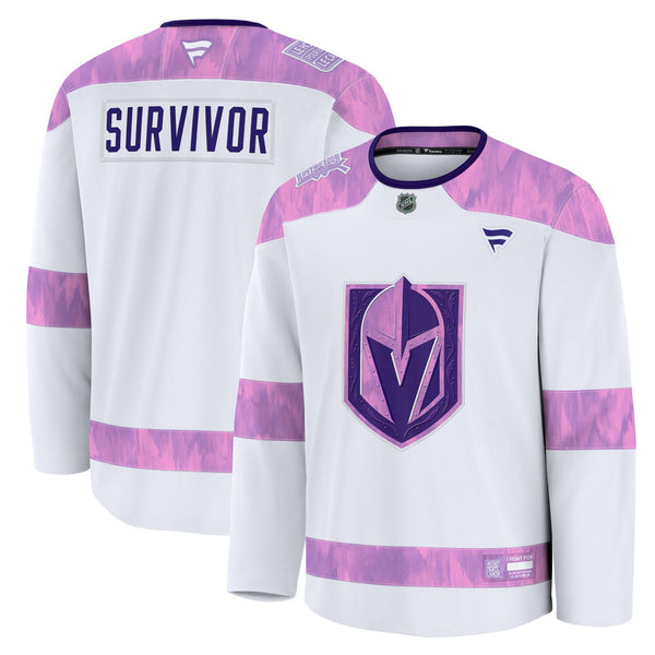 Vegas Golden Knights Fanatics White Hockey Fights Cancer Survivor Practice Jersey