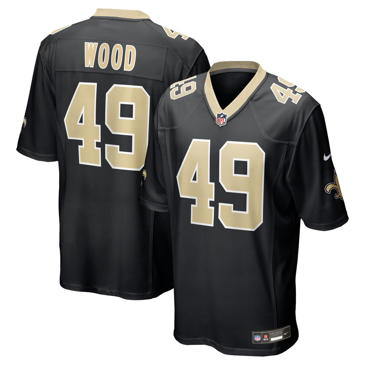 New Orleans Saints Zach Wood Black Game Jersey
