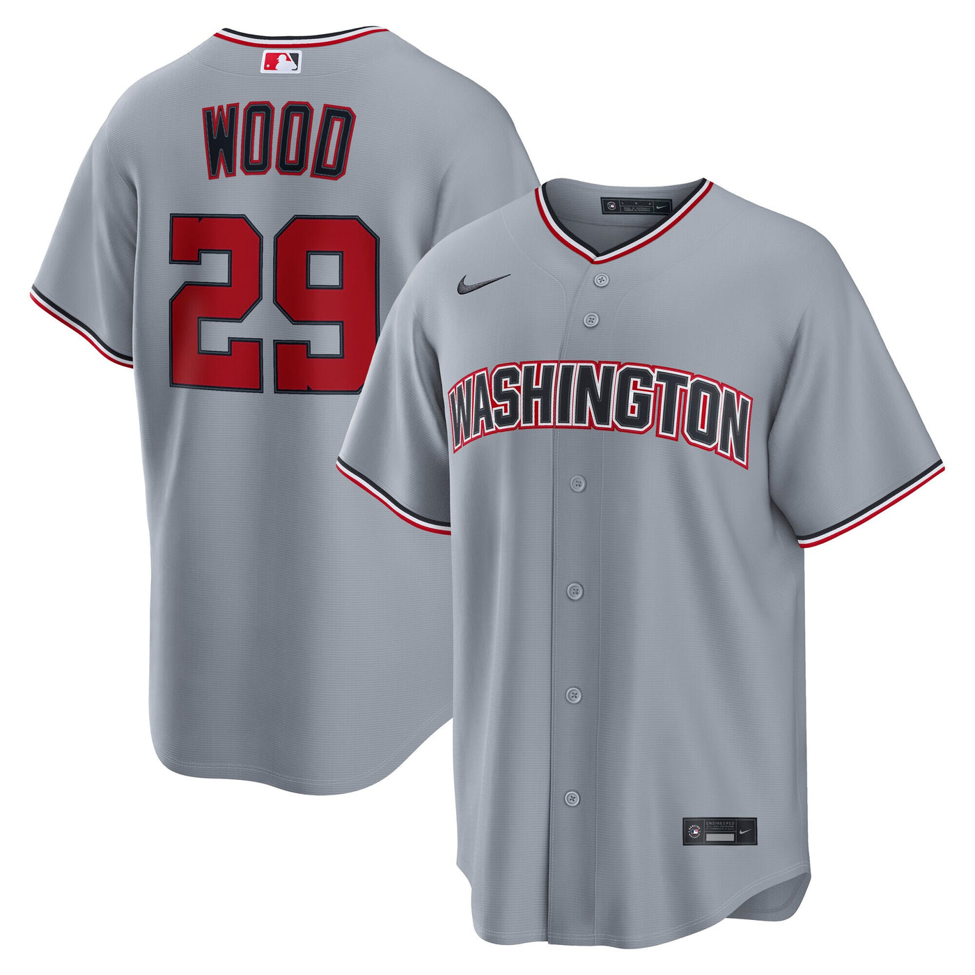 Washington Nationals James Wood Nike Gray Road Replica Jersey
