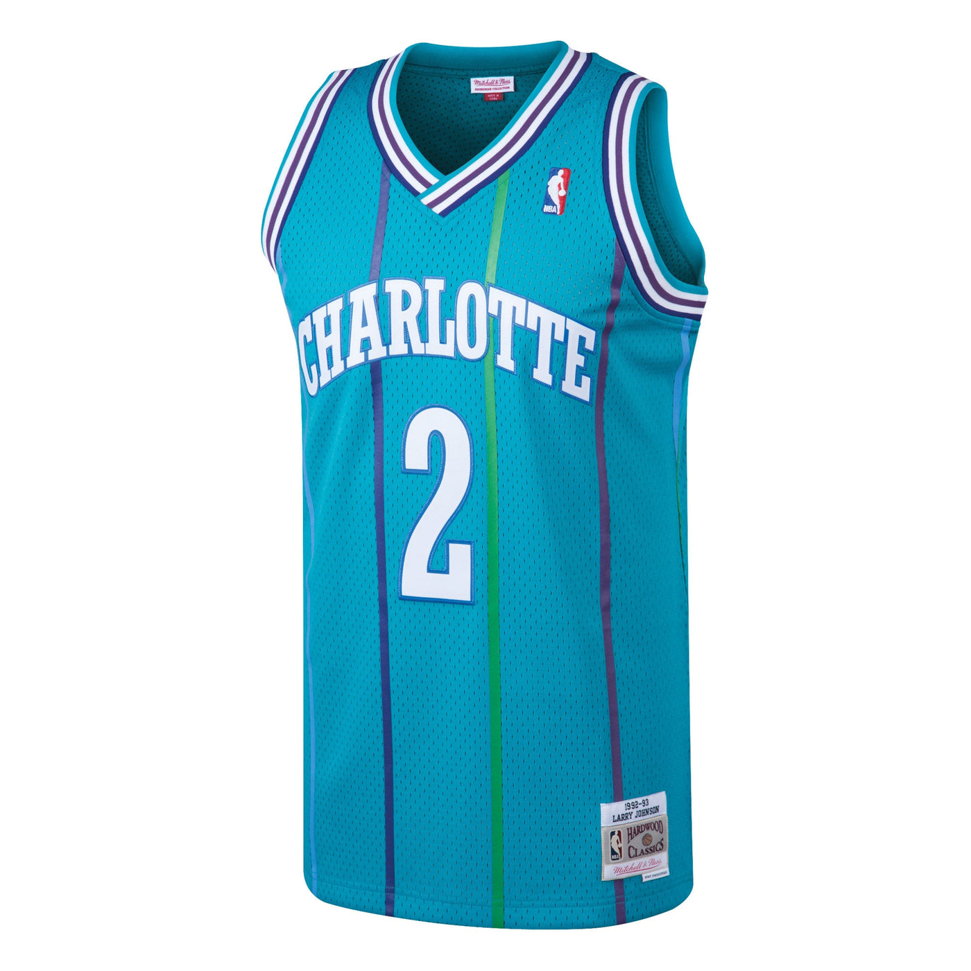 Mitchell & Ness Larry Johnson Teal Charlotte Hornets 1992-93 Hardwood Classics Swingman Jersey