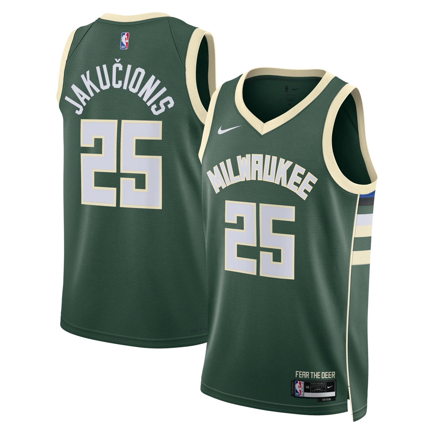 Milwaukee Bucks Nike Icon Edition Swingman Jersey - White - Kasparas Jakučionis