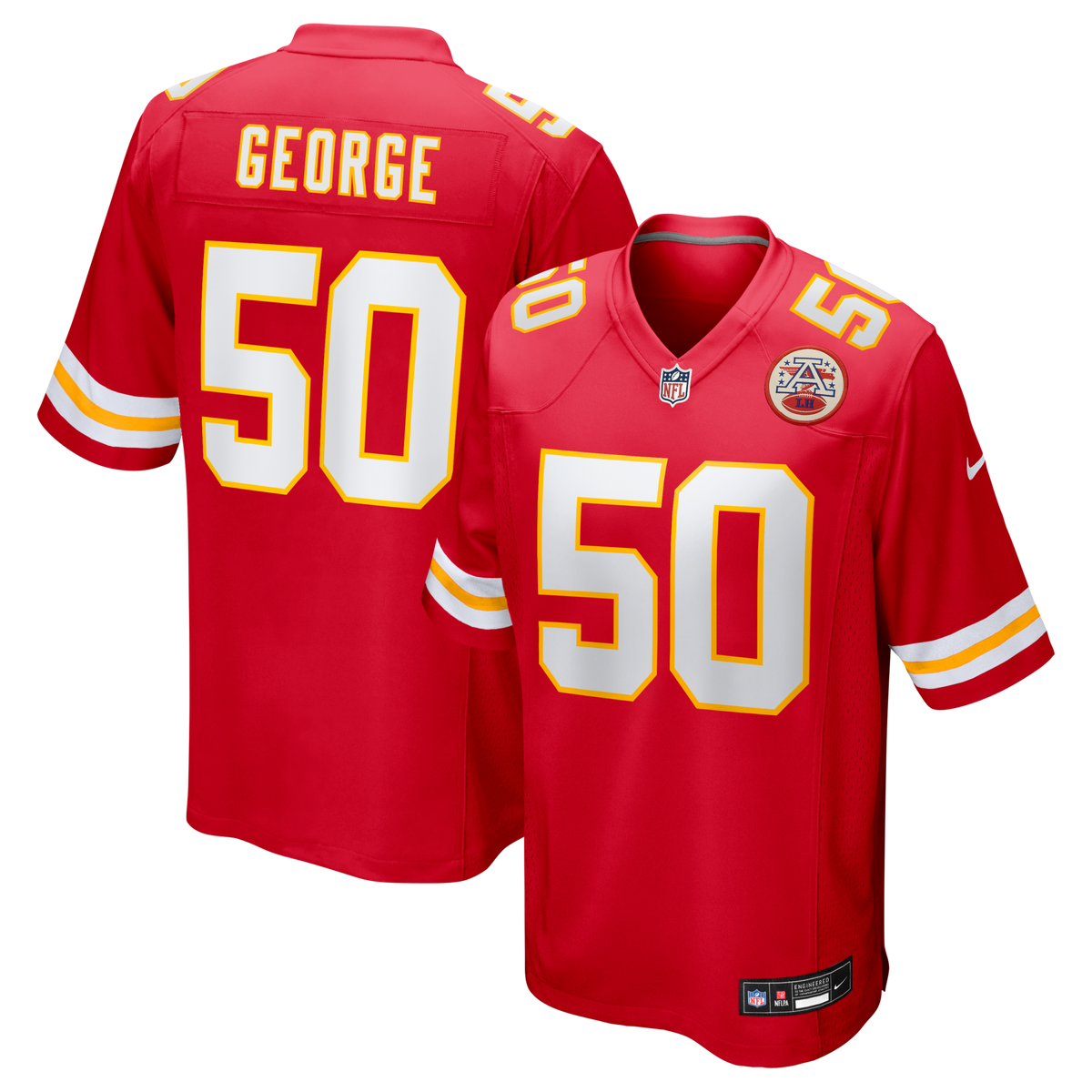 Kansas City Chiefs Brandon George Red Team Game Jersey