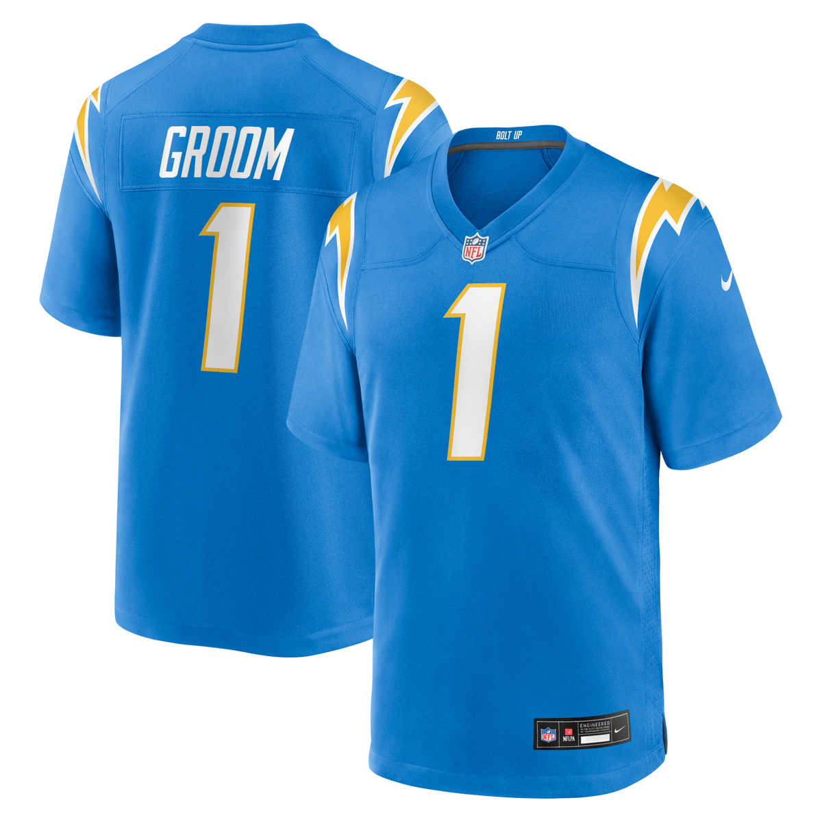 Los Angeles Chargers Number 1 Groom Powder Blue Game Jersey