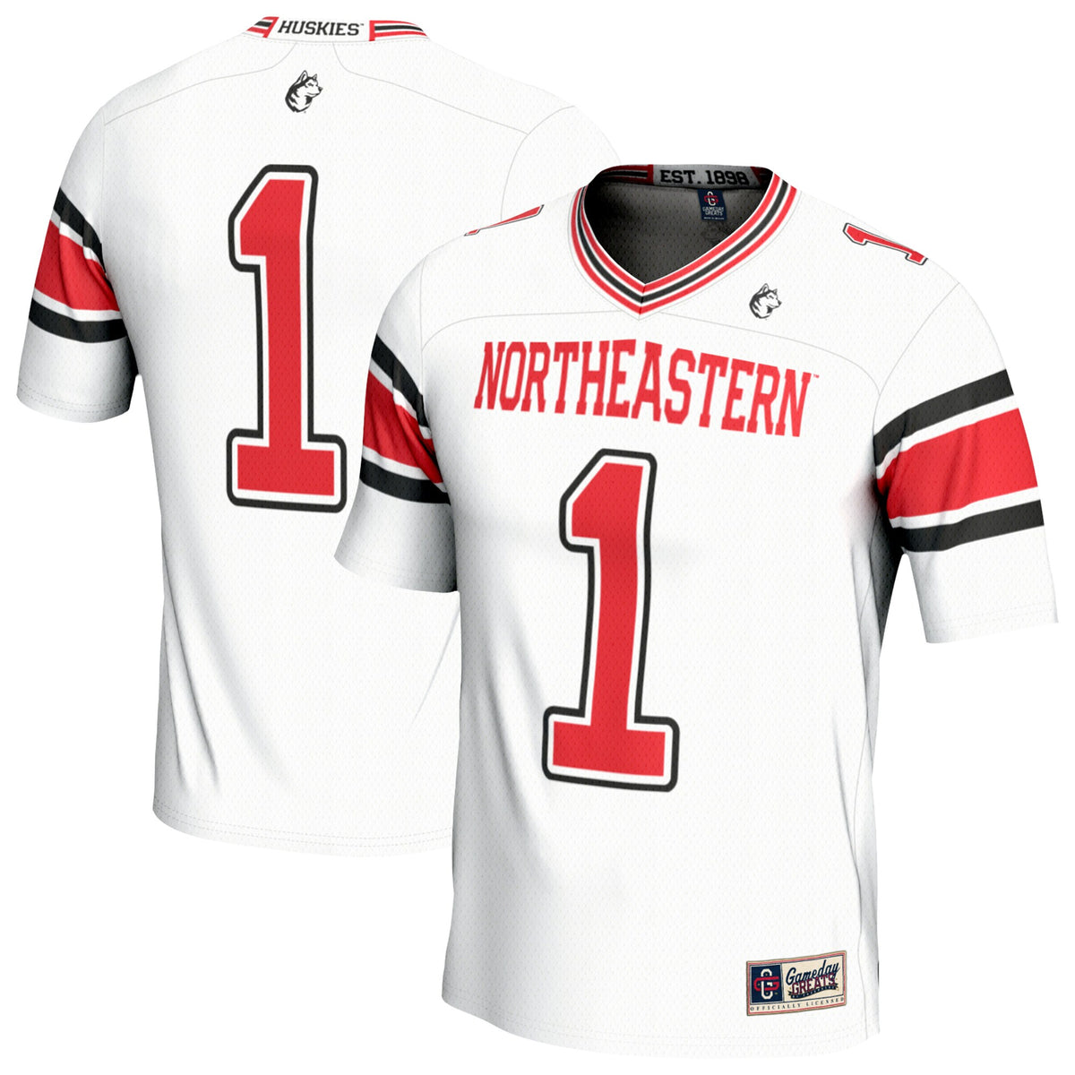 #1 Northeastern Huskies GameDay Greats Lightweight Collegiate Football Fashion Jersey - White