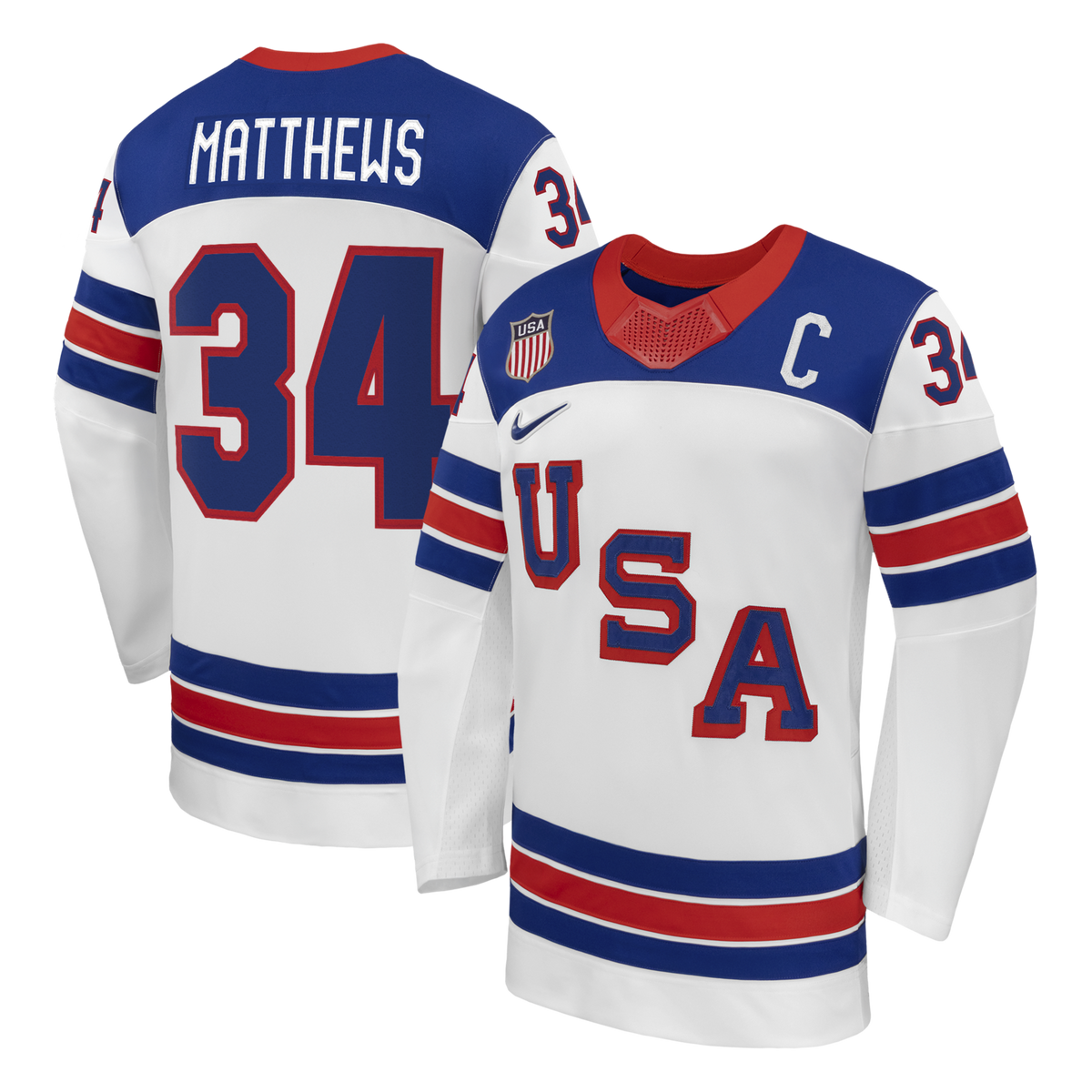 Auston Matthews White US Hockey 2026 Away Replica Jersey