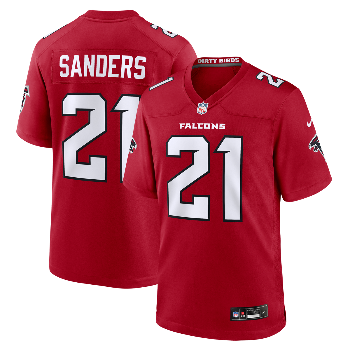 Atlanta Falcons Deion Sanders Red Retired Player Game Jersey