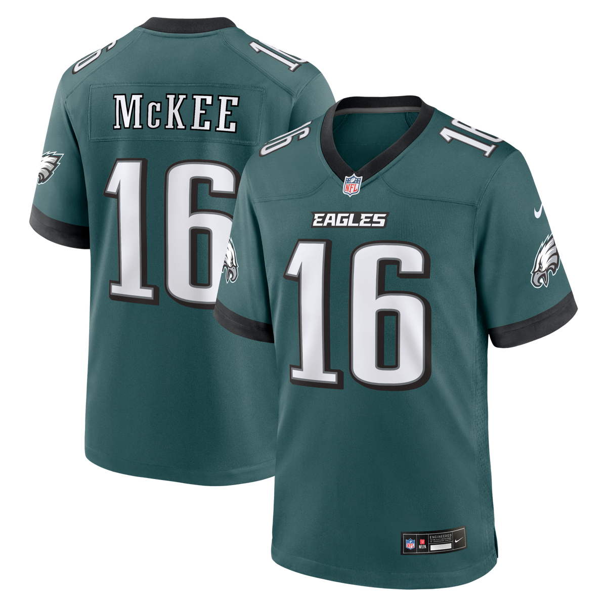 Philadelphia Eagles Tanner McKee Midnight Green Team Game Jersey