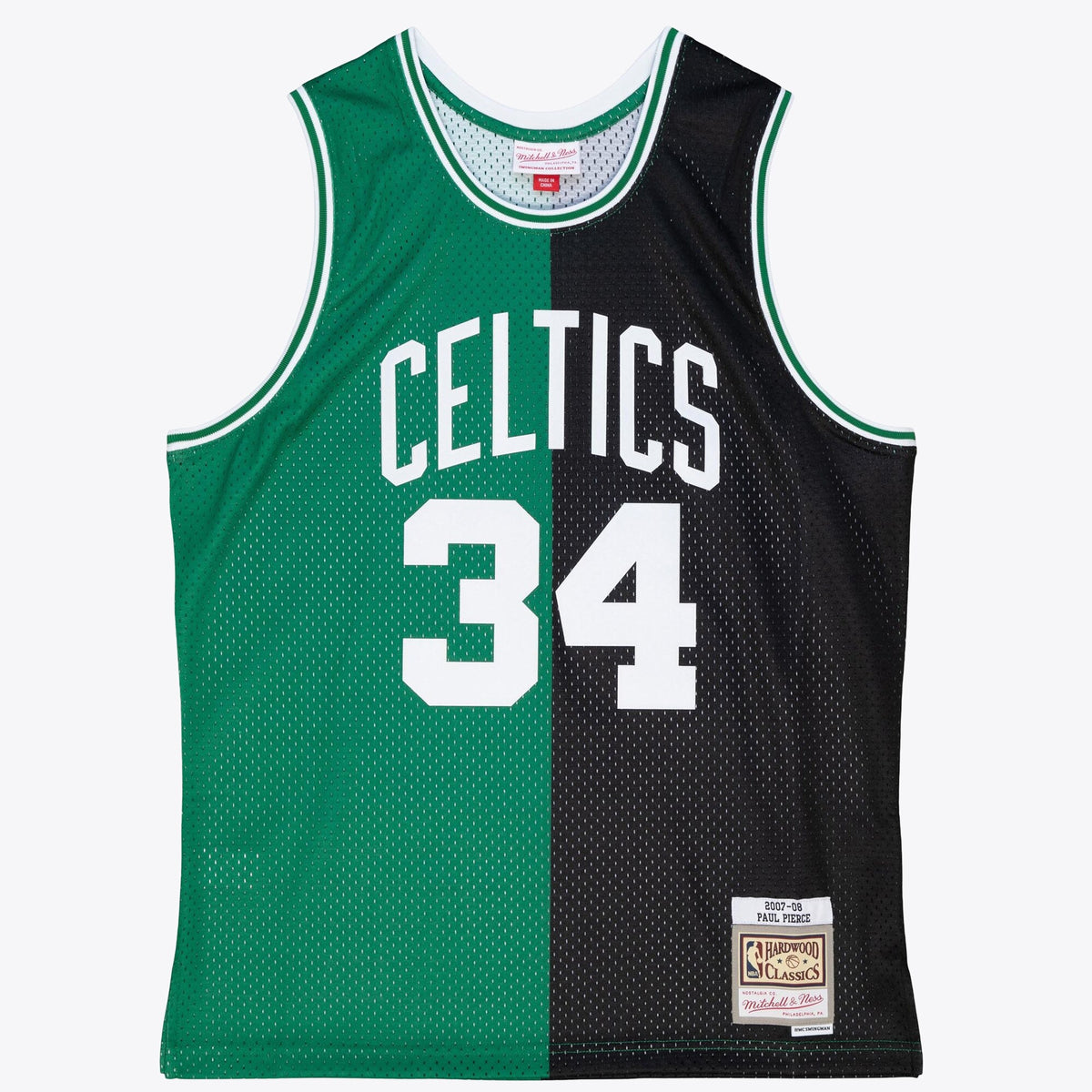 Boston Celtics Mitchell & Ness Paul Pierce 2007 Split Swingman Jersey - Black/Green