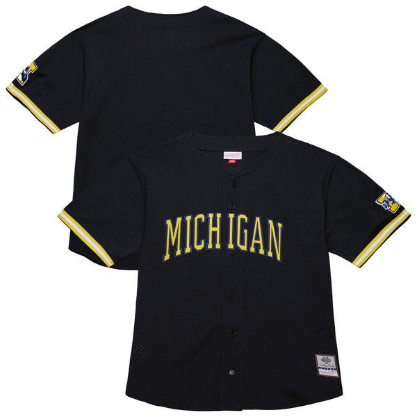 Mitchell & Ness Black Michigan Wolverines On The Clock Full-Button Fashion Jersey