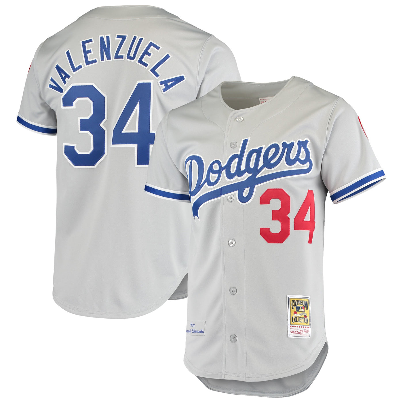 Los Angeles Dodgers Fernando Valenzuela Mitchell & Ness Gray Road 1981 Cooperstown Collection Authentic Jersey