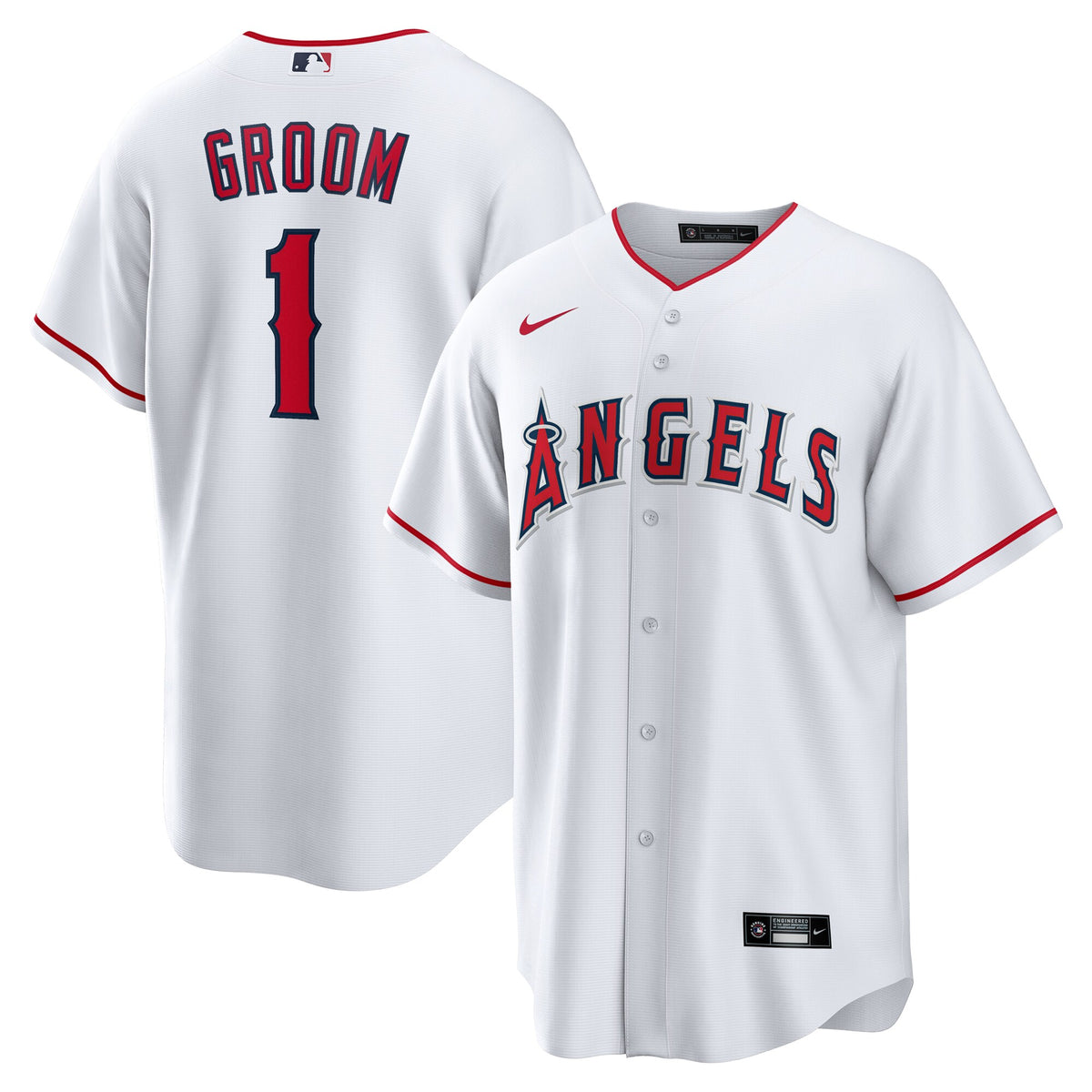 Los Angeles Angels White #1 Groom Home Replica Jersey