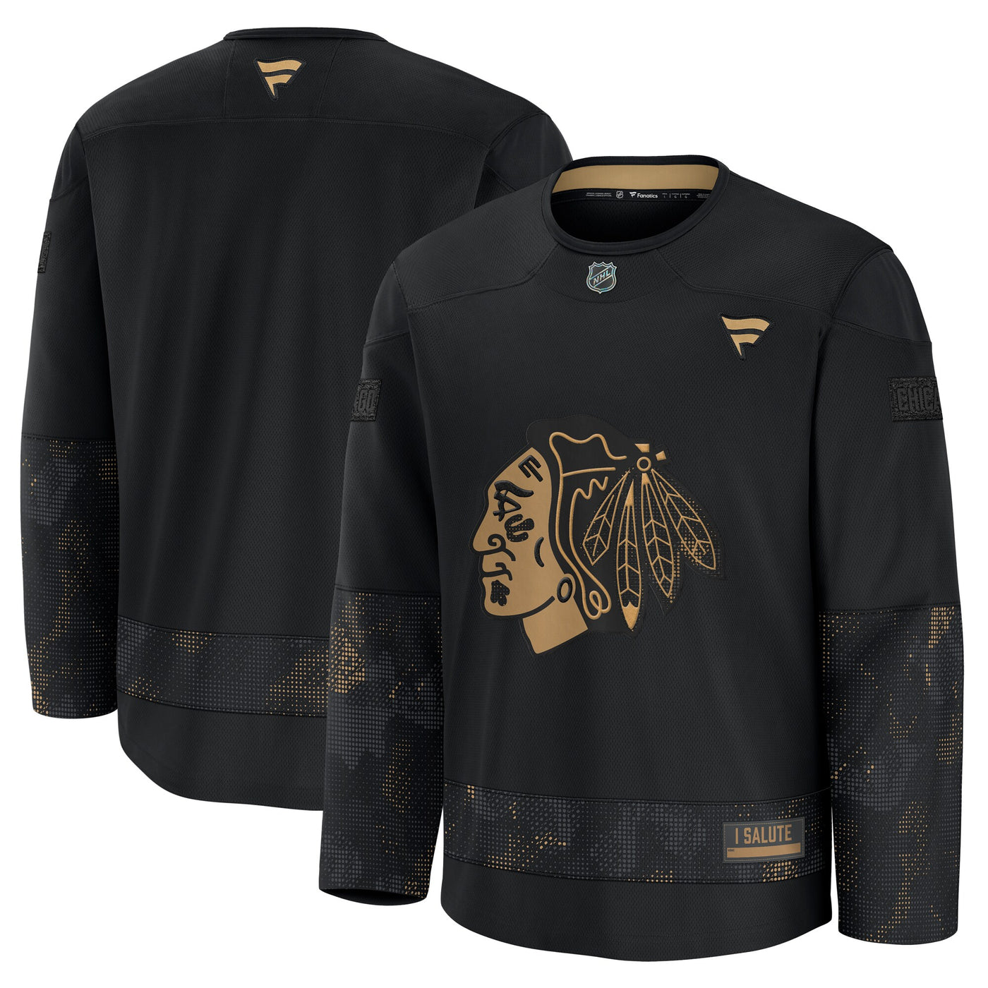 Chicago Blackhawks Fanatics Black 2024 Military Appreciation Practice Jersey