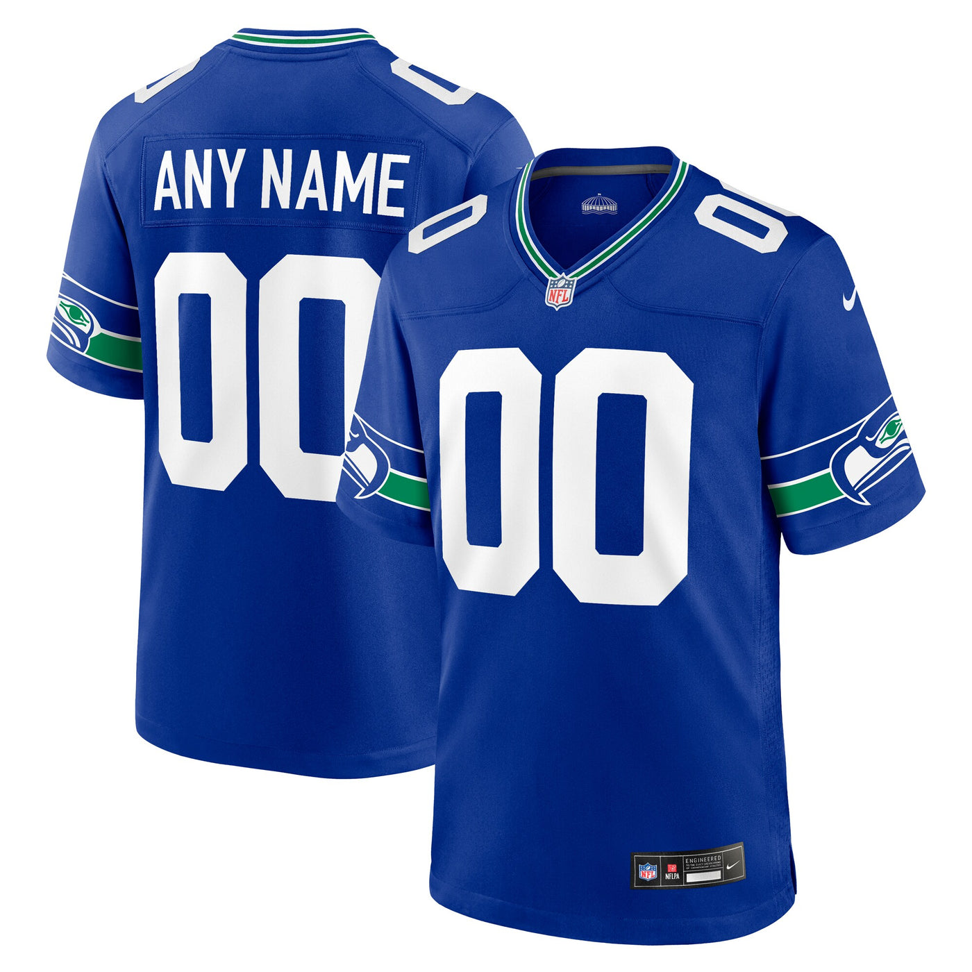 Seattle Seahawks Nike Royal Throwback Custom Jersey
