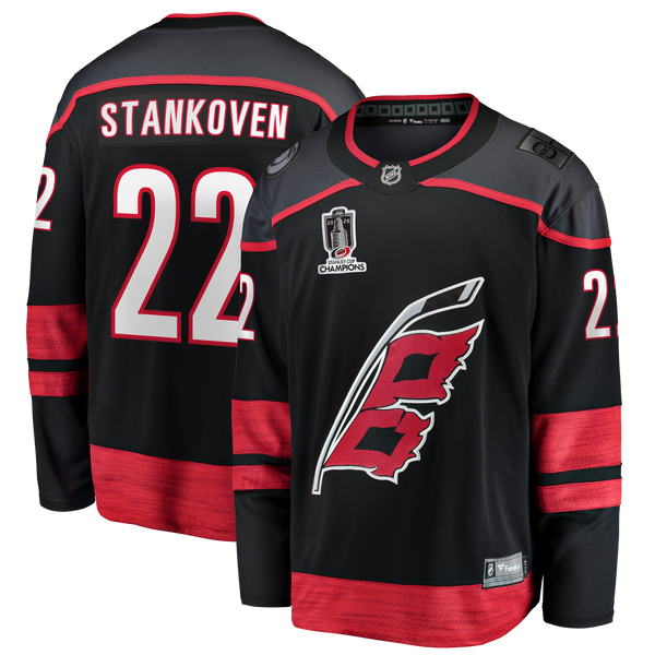 Carolina Hurricanes Logan Stankoven Fanatics Black 2026 Stanley Cup Champions Home Breakaway Jersey