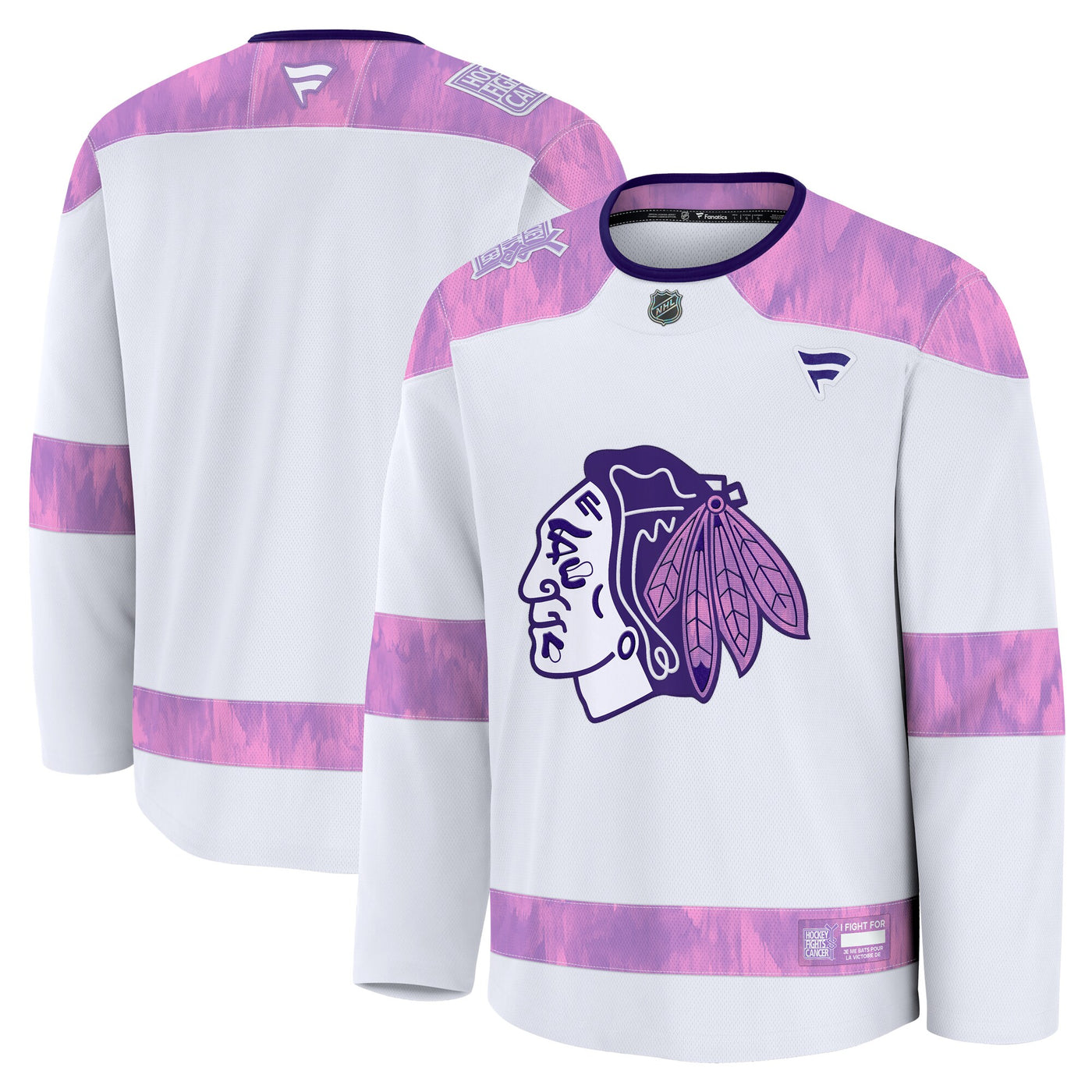 Chicago Blackhawks Fanatics White 2024 Hockey Fights Cancer Practice Jersey