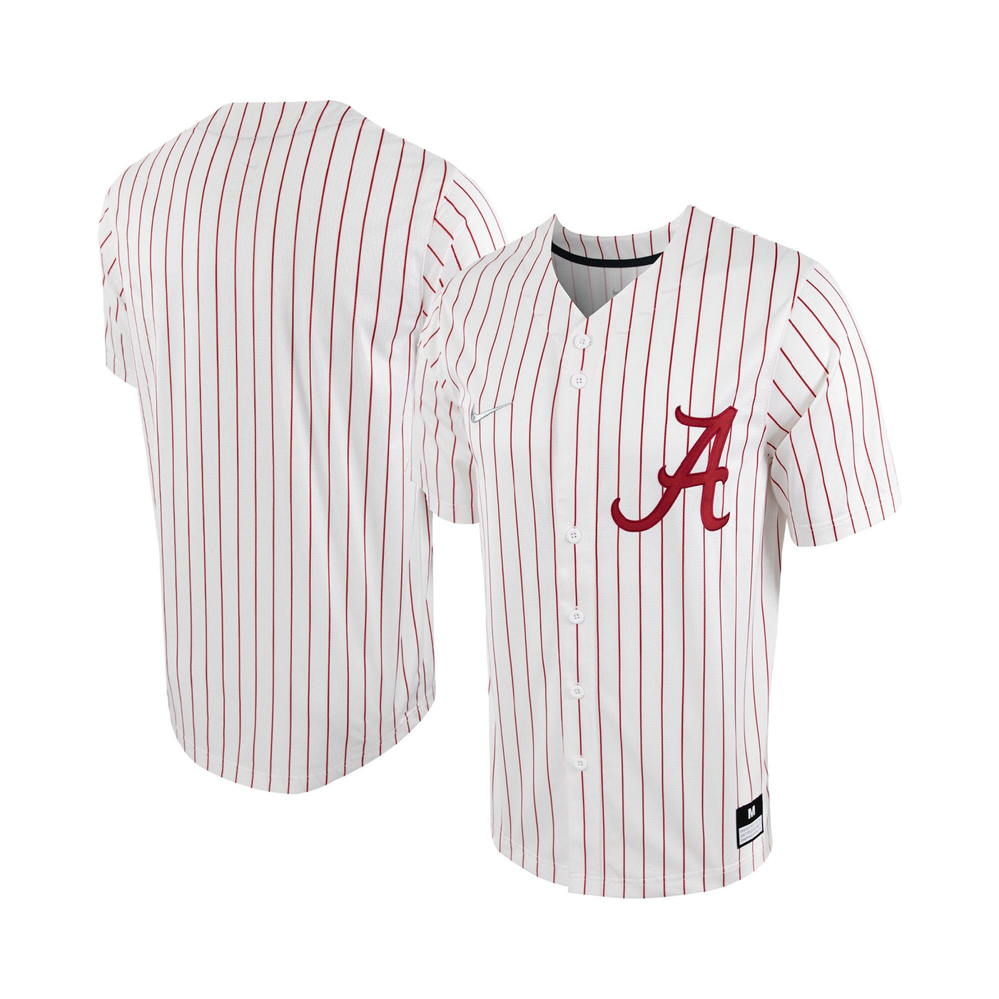 Nike White/Crimson Alabama Crimson Tide Pinstripe Replica Full-Button Baseball Jersey