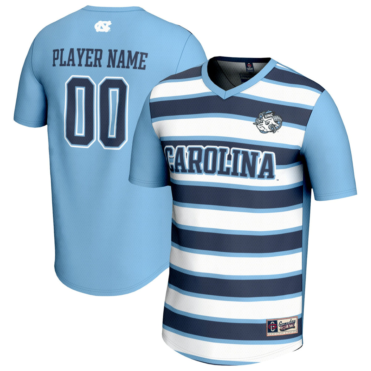 North Carolina Tar Heels GameDay Greats Collegiate Soccer NIL Pick-A-Player Fashion Jersey - Carolina Blue/Navy