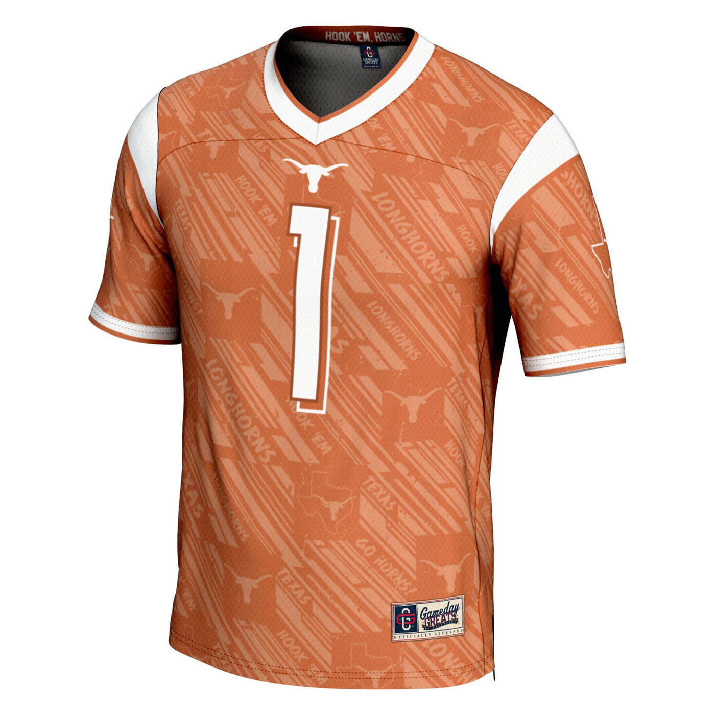 GameDay Greats #1 Texas Orange Texas Longhorns Highlight Print Football Fashion Jersey