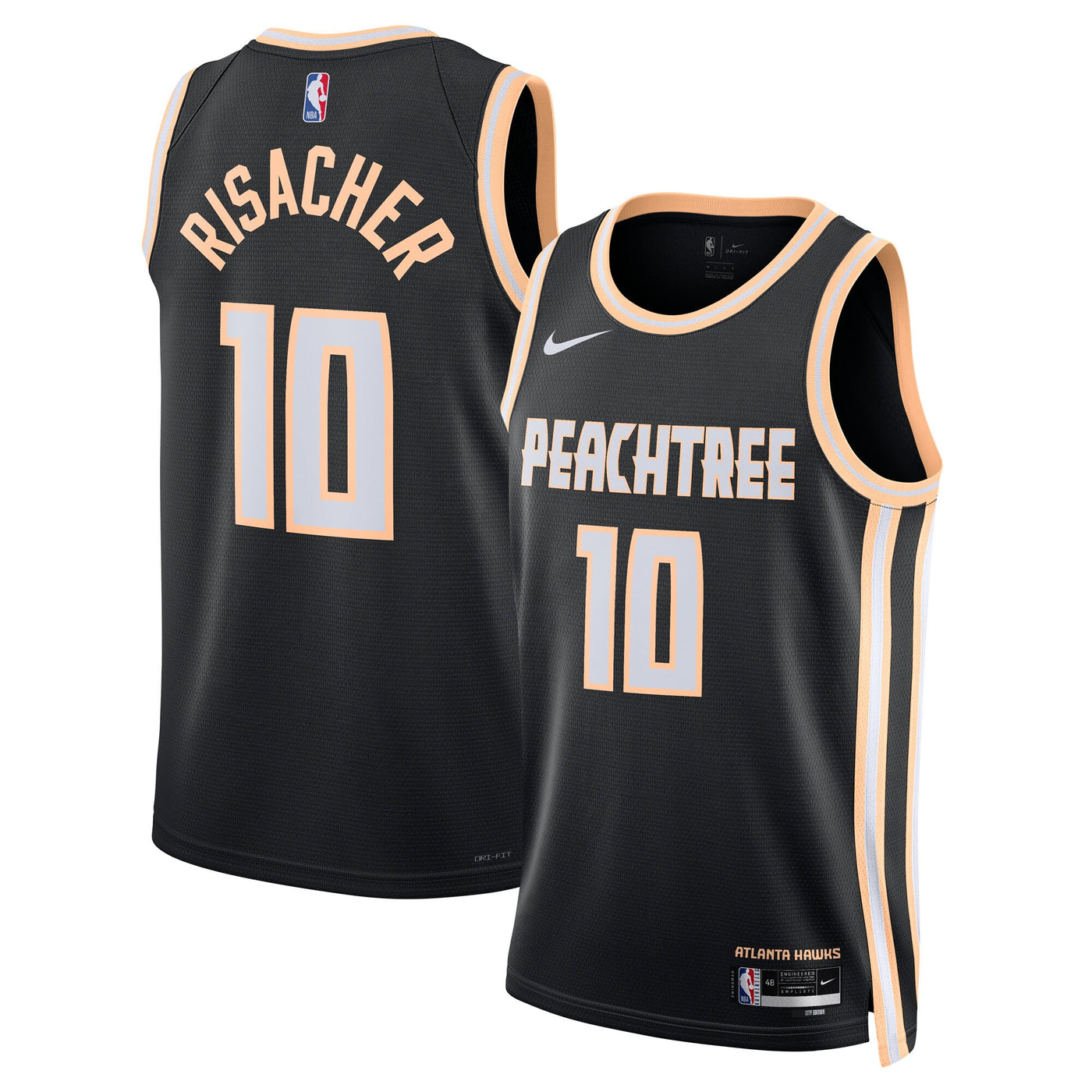 Atlanta Hawks Nike 2025/26 City Edition Swingman Jersey - Black - Zaccharie Risacher