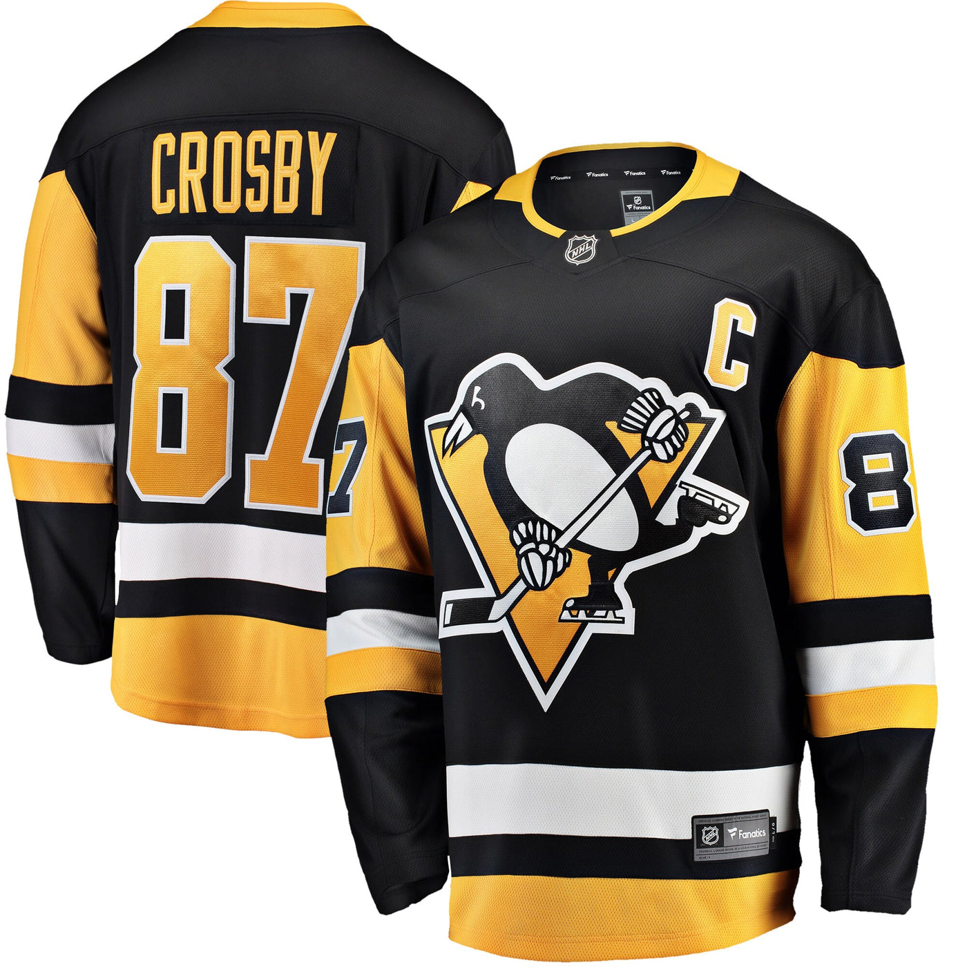 Pittsburgh Penguins Sidney Crosby Fanatics Black Captain Patch Home Breakaway Jersey