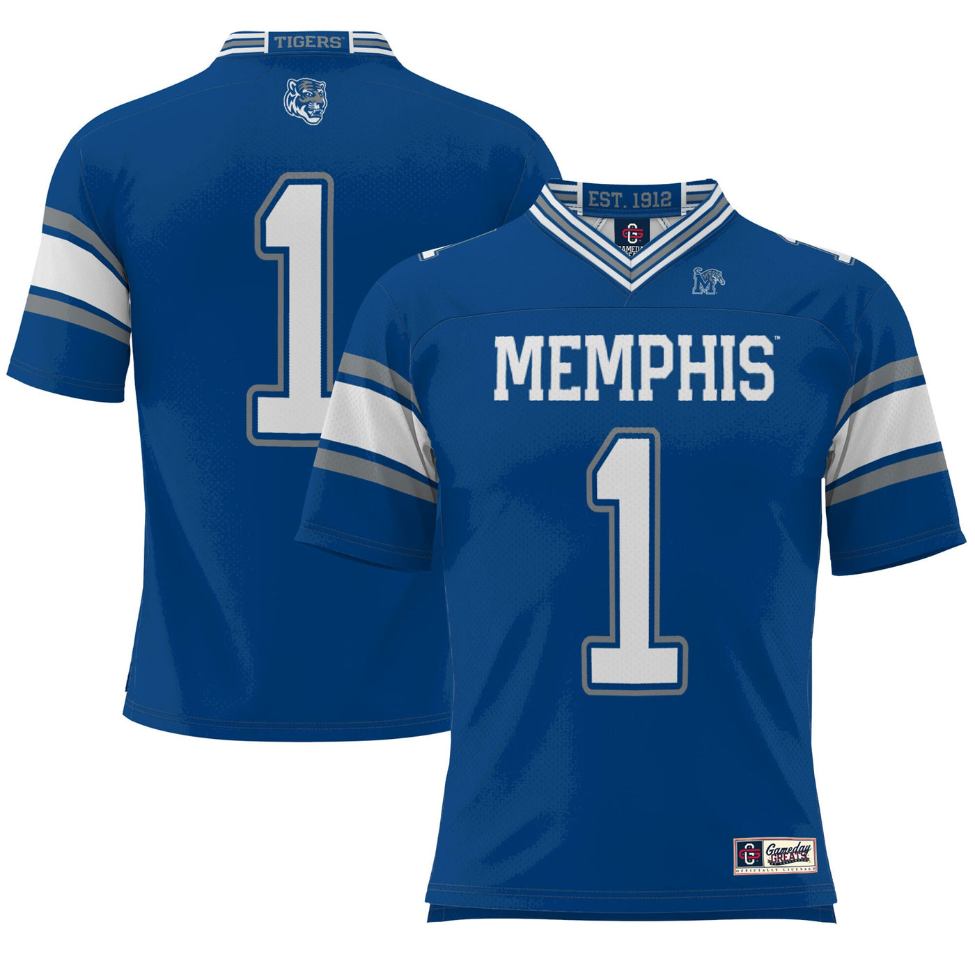 GameDay Greats #1 Royal Memphis Tigers Endzone Football Jersey