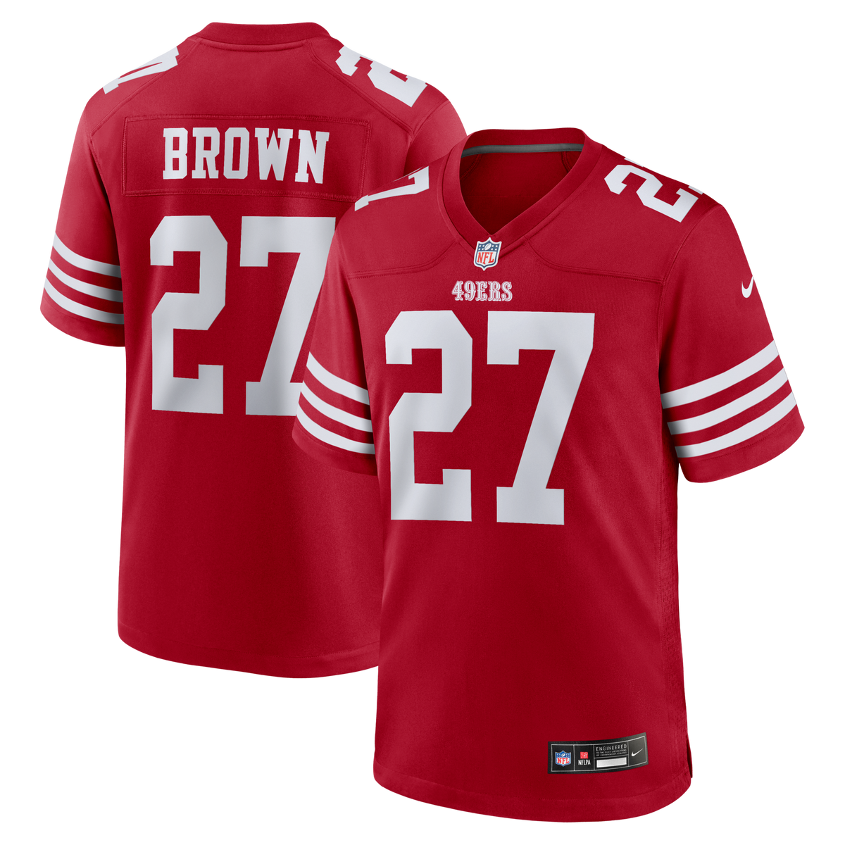 San Francisco 49ers Ji'Ayir Brown Scarlet Team Game Jersey