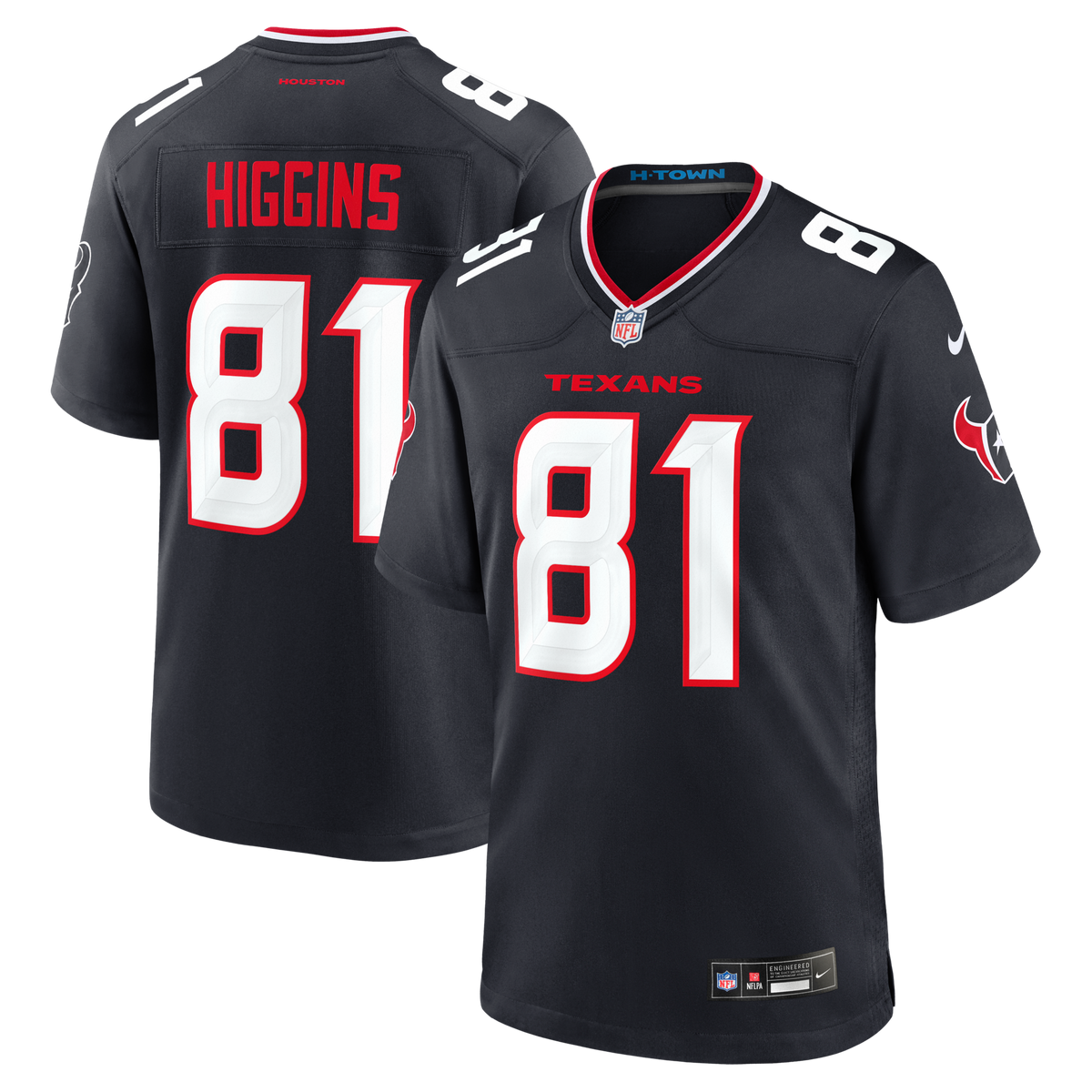 Houston Texans Jayden Higgins Navy Game Jersey