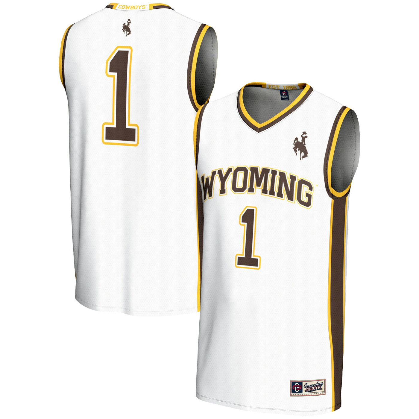 GameDay Greats #1 White Wyoming Cowboys Lightweight Basketball Jersey